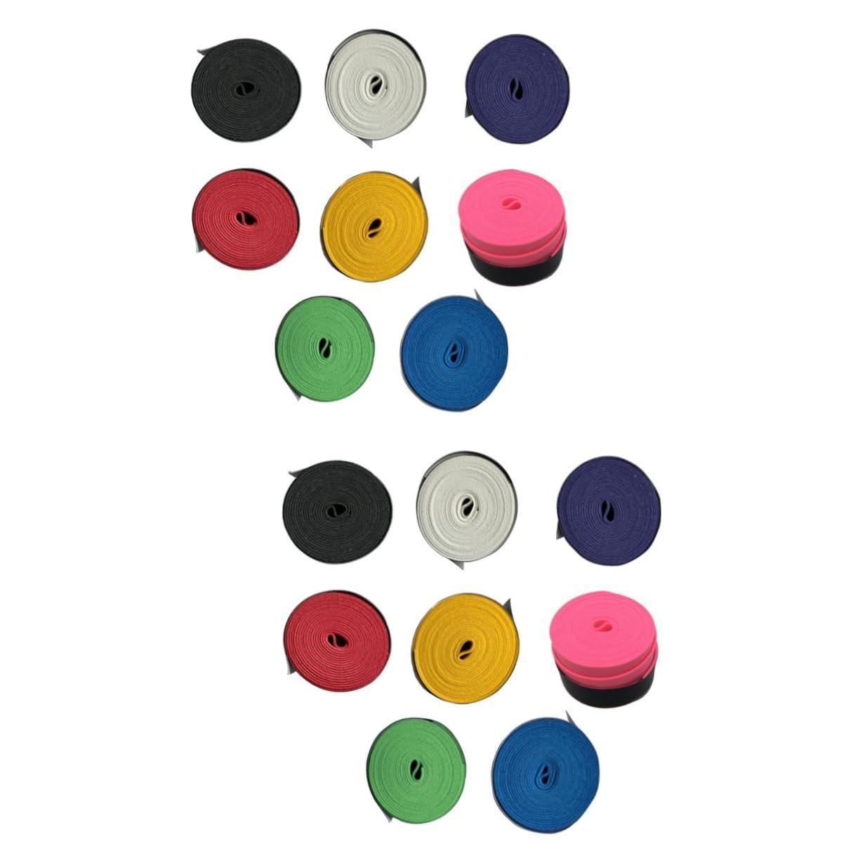 BESPORTBLE BESPORTBLE 16pcs Colorful Sweat Absorbent Racket Grip Bands for Badminton Tennis Pickleball and Fishing Rods Pu Soft Non-Slip Overgrip Mixed Colors
