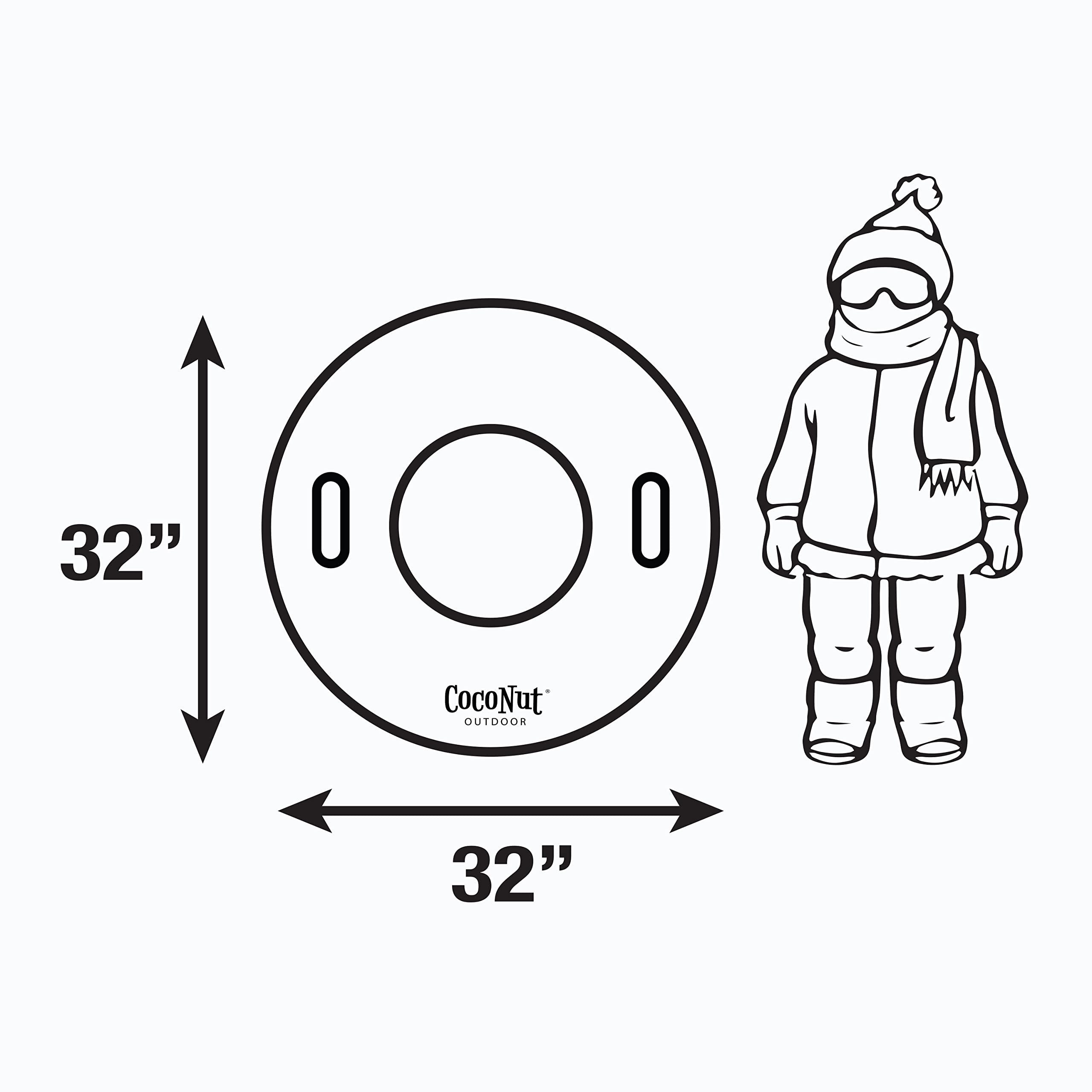 CocoNut Outdoor CocoNut Outdoor- 32 Inflatable Polar Bear Snow Ring- Let it Snow Heavy Duty Snow Sled with Sturdy Handles for Kids, Teens and Adults-Cold Resistant Toboggan -Lightweight Tube for Boys and Girls