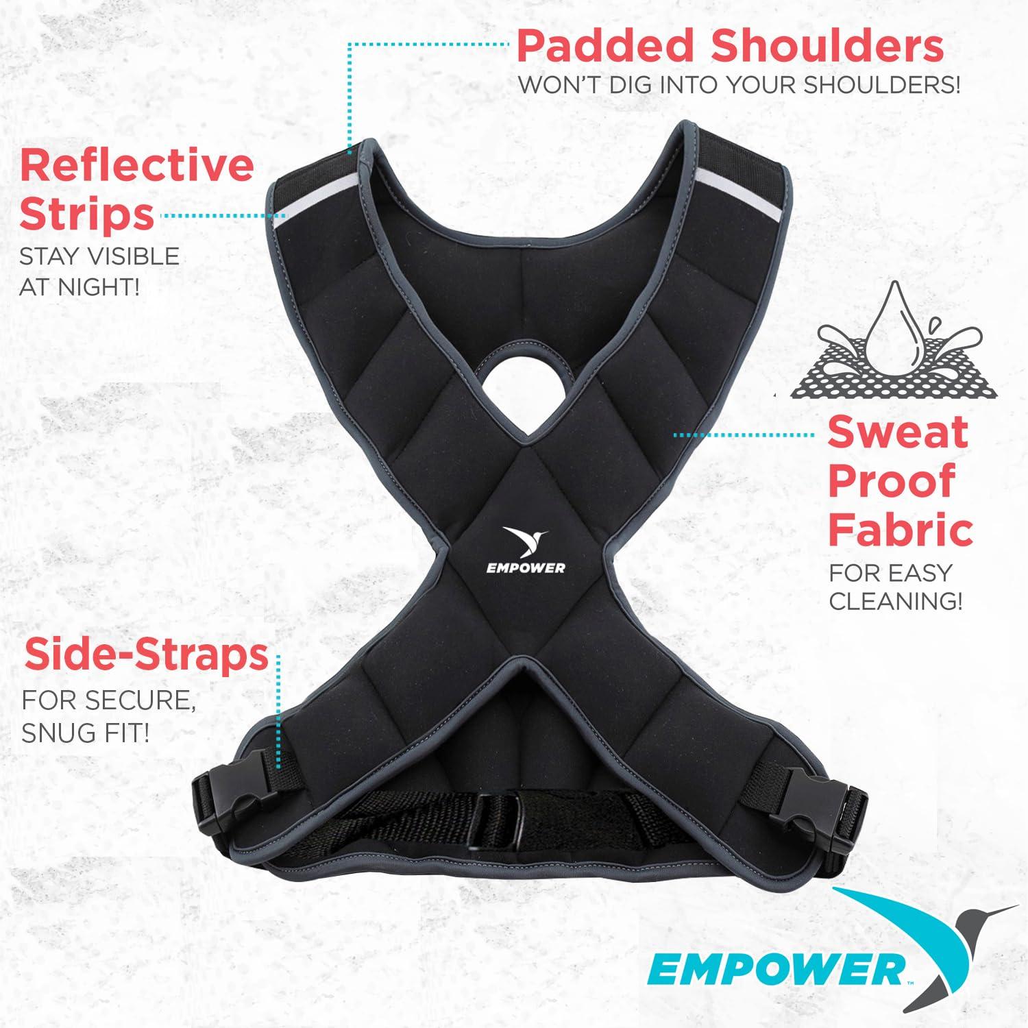 Empower Empower Weighted Vest for Women - Workout Vest - Fixed 8lbs or Adjustable 10-12-14- 16lbs - Adds Resistance to Fitness Routine - Increases Intensity To Burn More Calories