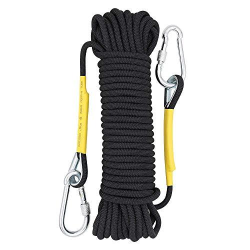 X XBEN X XBEN Outdoor Climbing Rope Rock Climbing Rope, Escape Rope Climbing Equipment Fire Rescue Parachute Rope (230 Foot) - Black