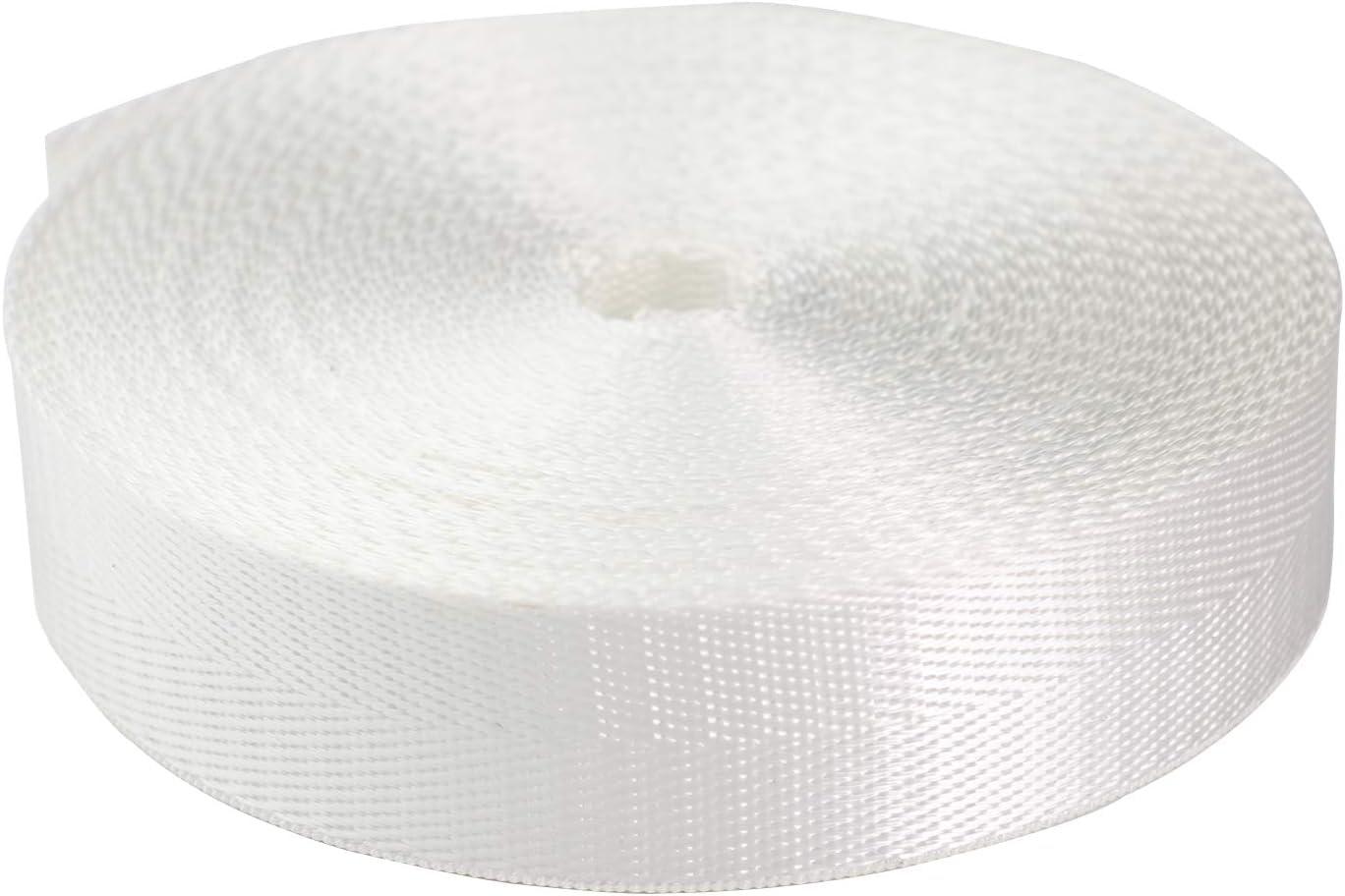 Devobunch Devobunch Nylon Webbing Straps, 1 Inch Wide Heavy Duty Nylon Strap, Durable Flat Rope Webbing, 10 and 25 Yard Roll for Backpack Strapping, Tie-Down, Dog Leash, 18 Vibrant Colors (White, 10 Yard)