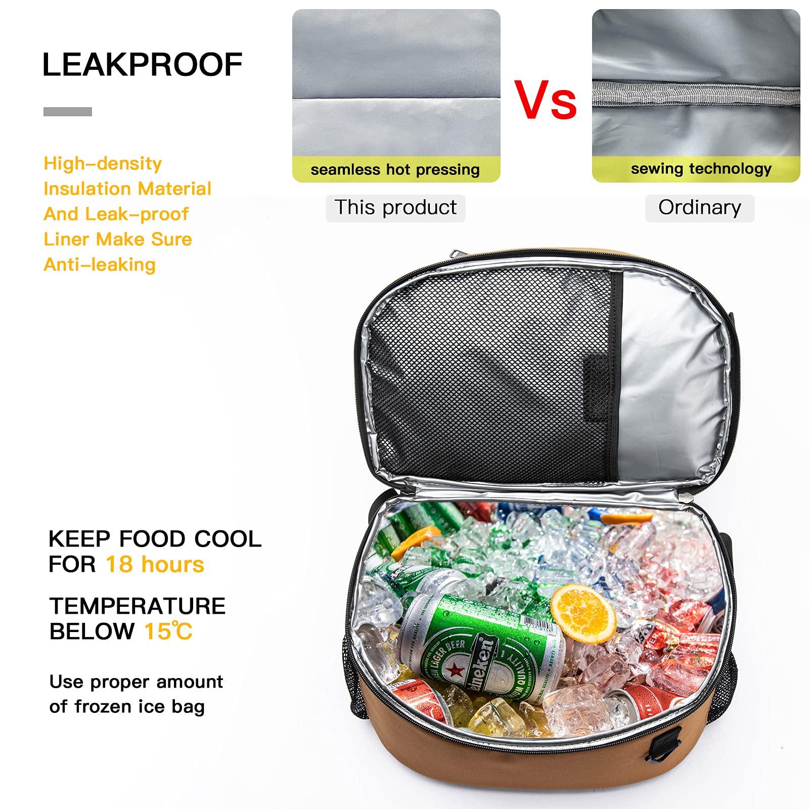 TUGUAN TUGUAN Insulated Cooler Backpack 38/42 Cans Double Deck Leakproof Lightweight Soft Lunch Backpack Small Cooler Bag Beach Picnic, Brown