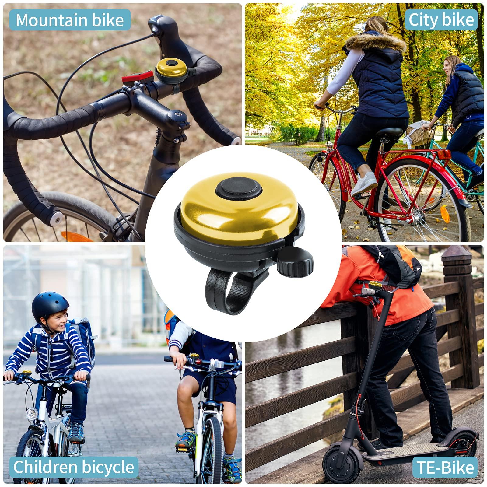 Xthuge Xthuge Classic Bike Bell, Aluminum Bicycle Bell, Loud Crisp Clear Sound Bicycle Bike Bell for Adults Kids(Gold-Right Hand Use2 Pack)