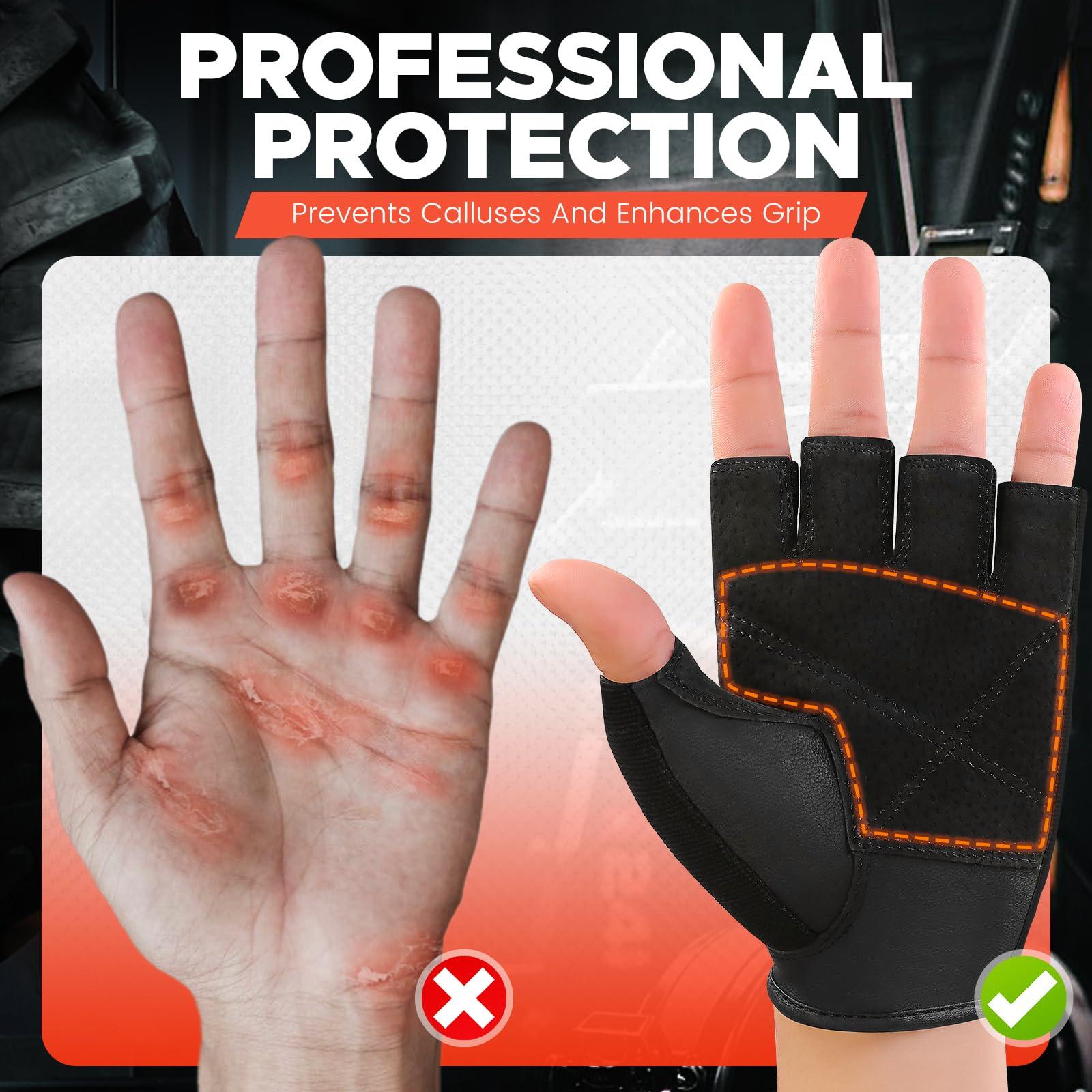 BEACE BEACE Weight Lifting Gym Gloves with Anti-Slip Leather Palm for Workout Exercise Training Fitness and Bodybuilding for Men & Women