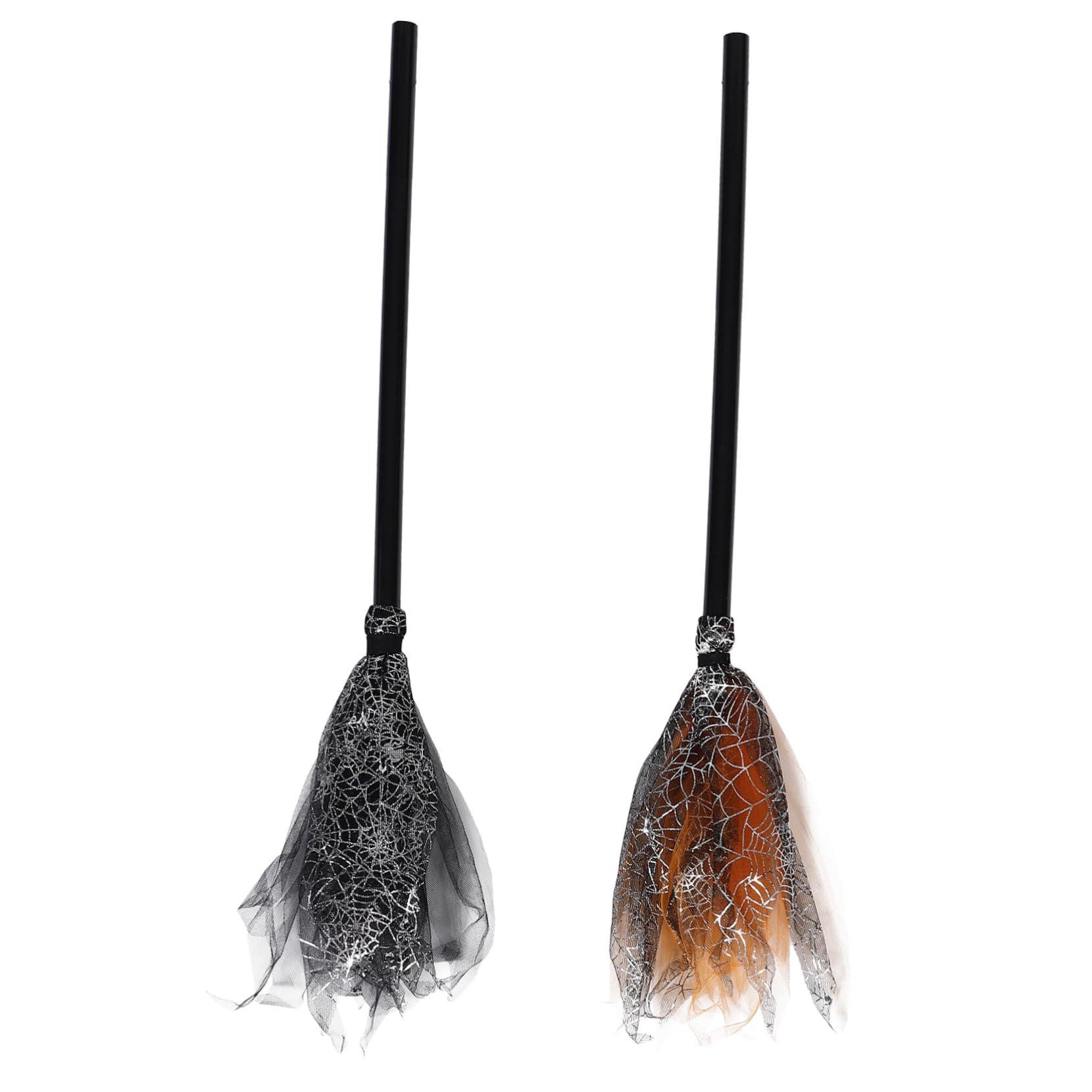 Beavorty Beavorty 2pcs Halloween Witch Broom Prop Lightweight Plastic Broom for Cosplay Costume Parties Halloween Festivities