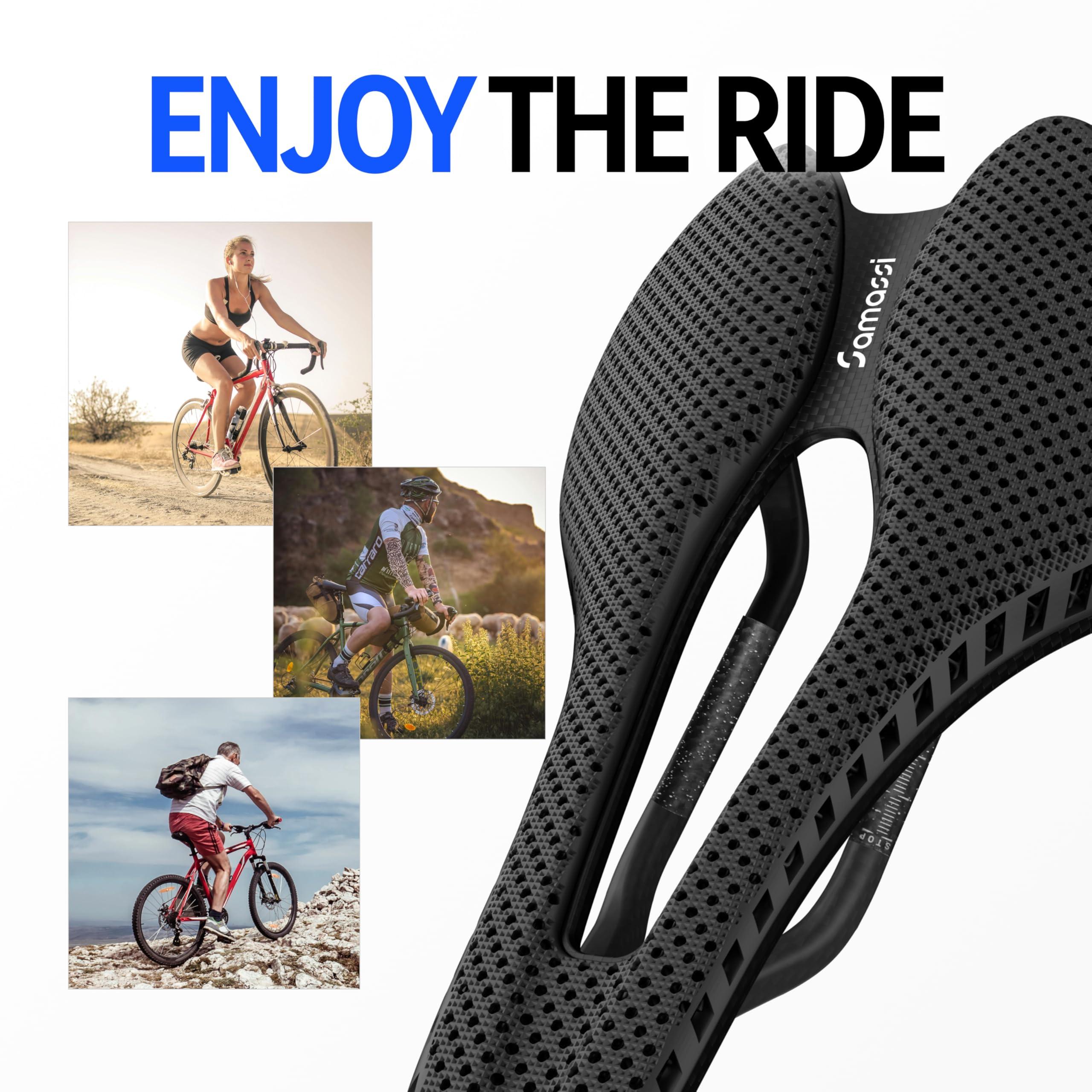 Samassi Samassi Bike Seat, 3D Printed Bike Saddle | Comfortable Bike Seat Cushion for Men and Women| Lightweight Carbon Fiber Bicycle Seat, Shock Absorbing and Breathable | Ideal for Road and Mountain Bikes