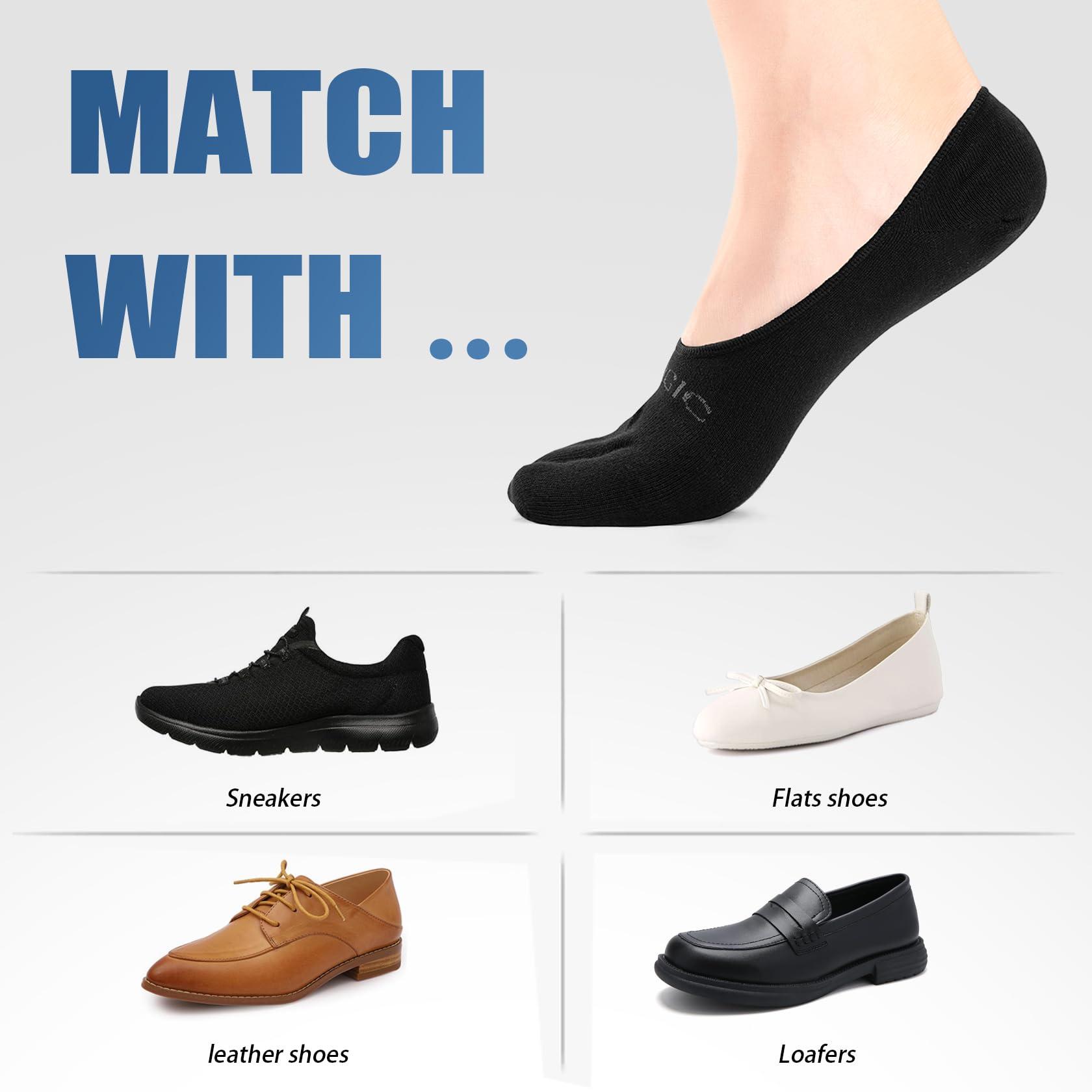 OrrinSports OrrinSports Toe Socks Women Low Cut No Show Socks Non-Slip Invisible Ankle Sock Liner Five Finger Sock (3 Pack)