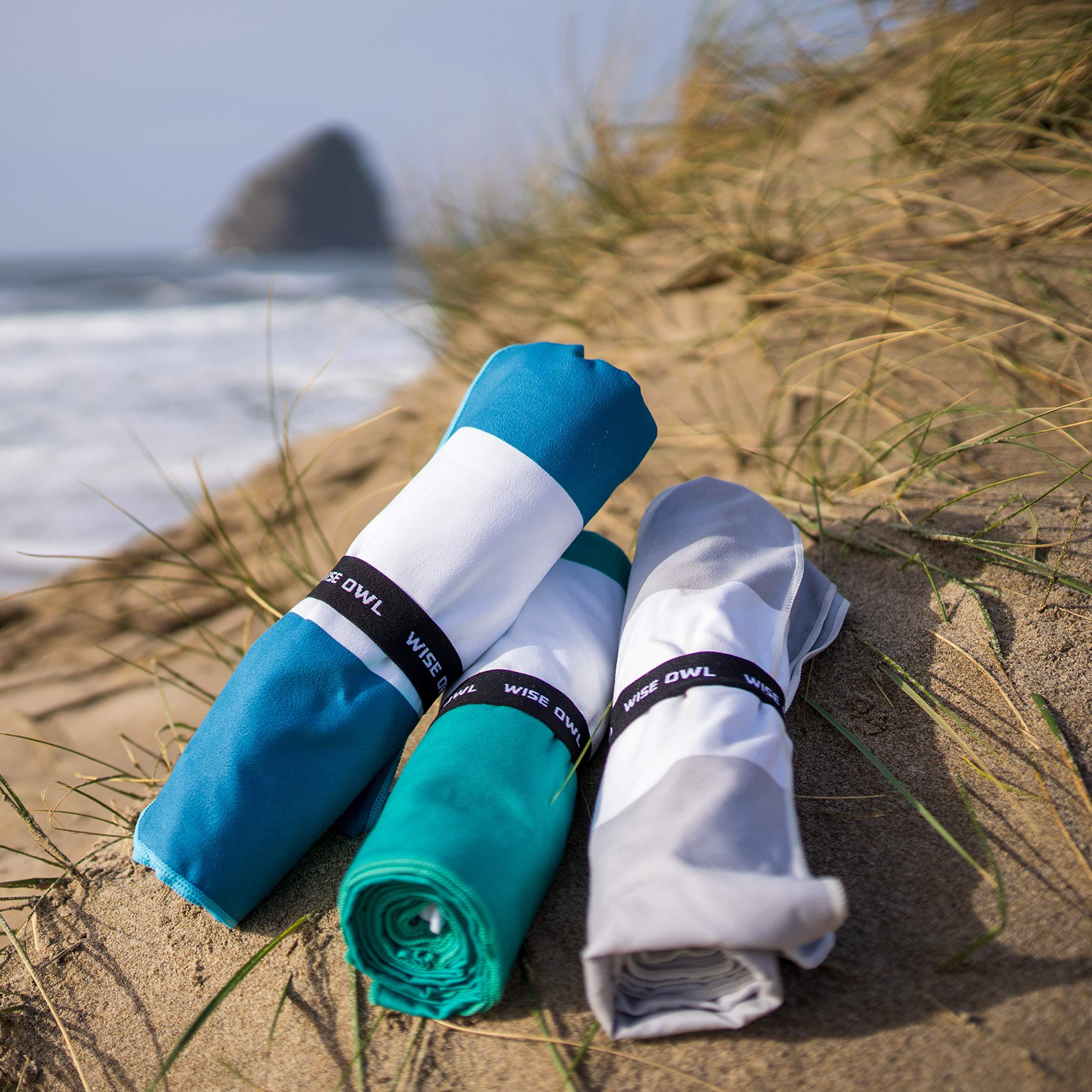 Wise Owl Outfitters Wise Owl Outfitters Beach Towel and Yoga Towel - Quick Dry Microfiber Travel Towel for Beach, Pool, Yoga, Swim, Hand, Face, and Body