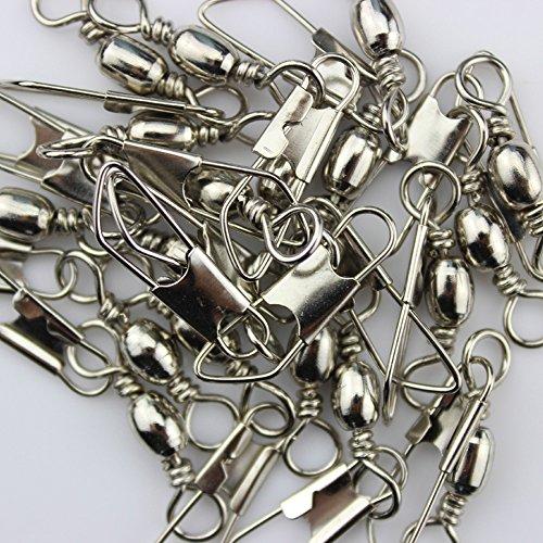 Luengo Luengo 100pcs #6 Solid Fishing Swivel Snaps Hook Connector Barrel Bearing with Welded Rings Stainless Steel +A