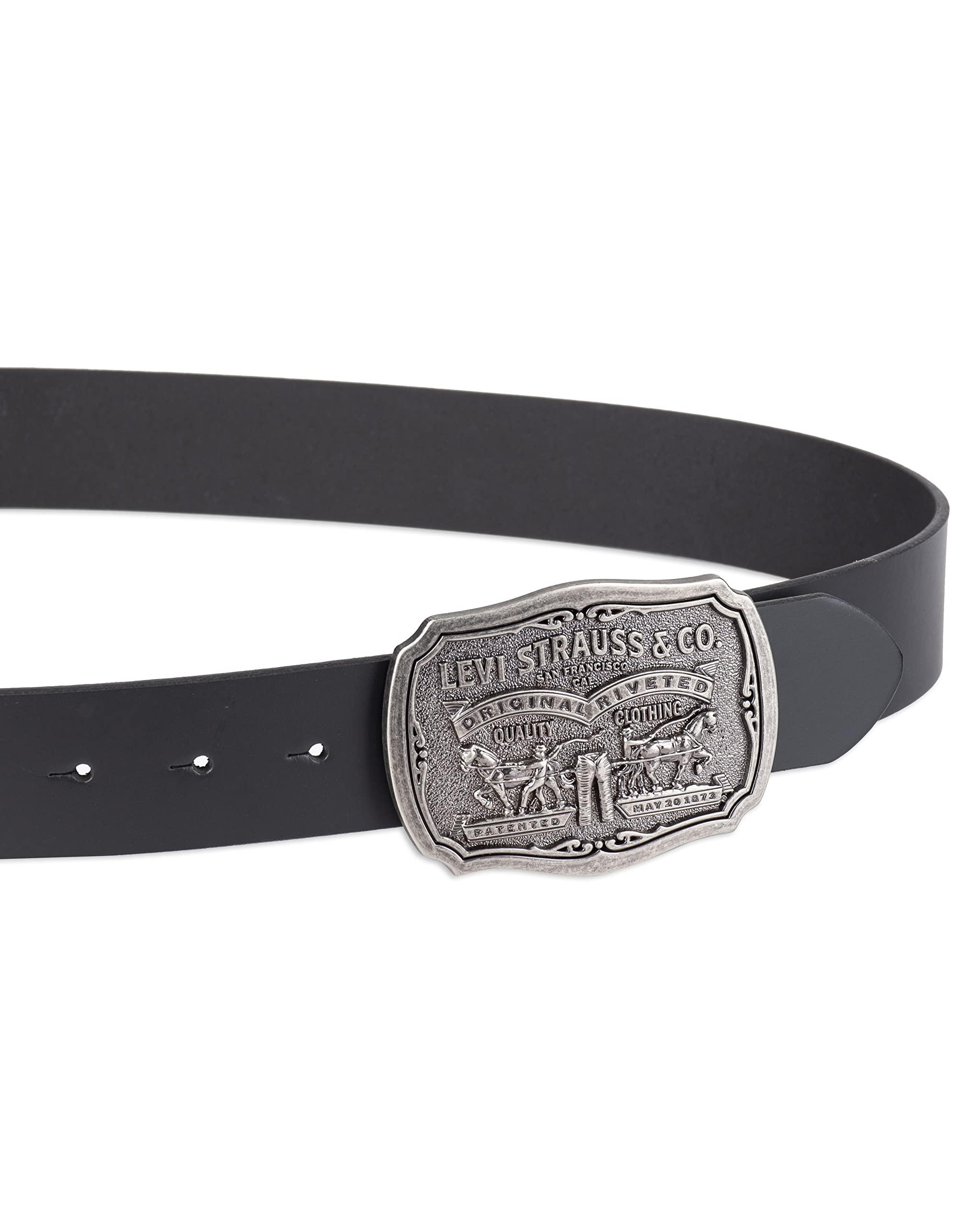 Levi's Levi's Men's Leather Belt With Antiqued Buckle,Black,36