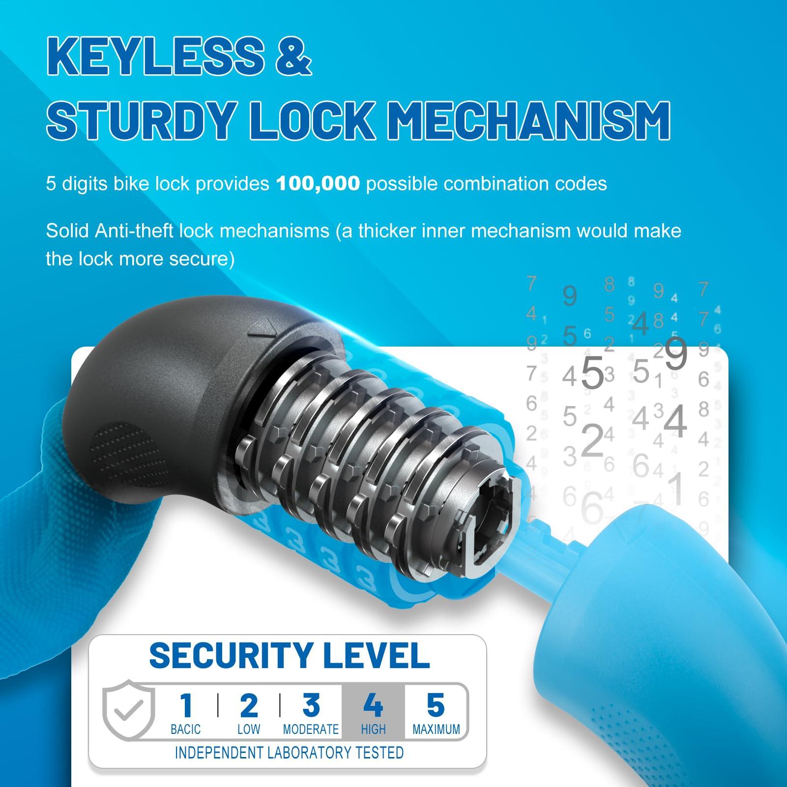 APECYC APECYC Bike Chain Lock 5 Digit Combination Bike Locks Heavy Duty Anti Theft 4 ft/47.2 inch Longer Chain Bicycle Lock Hardened Steel Bike Lock for Scooter, E-Bike, Motorcycle, Bicycle