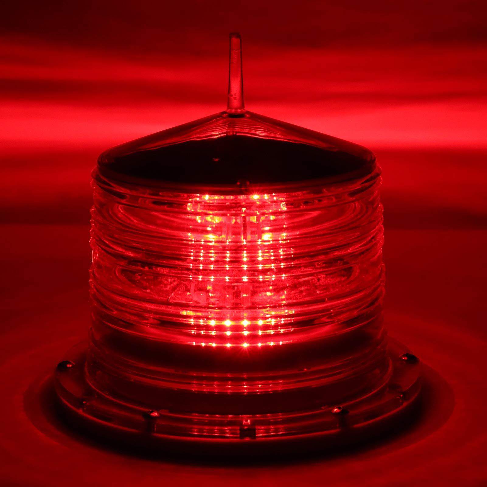 Aramox Boat Navigation Lights, Solar Power Beacon Light LED Flashing Floating Lamp IP68 Waterproof for Marine Ship Boat