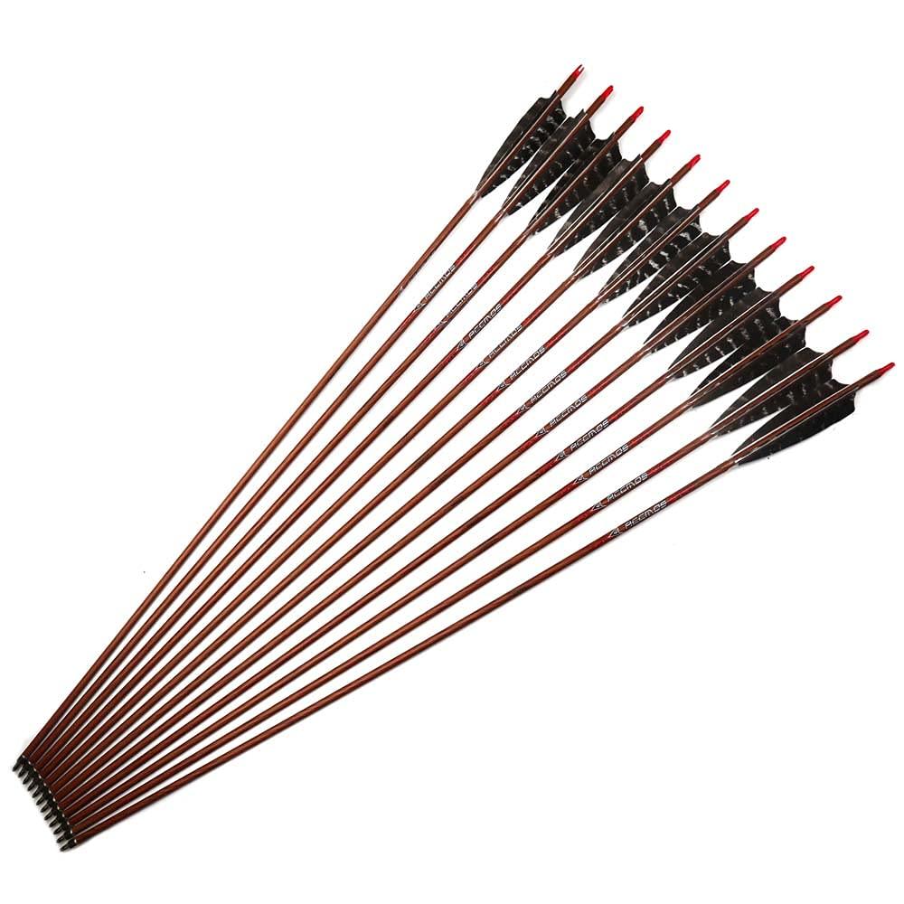 ACCMOS Spine 700 Arrow 32 Inch Arrow Target Practice Arrow Hunting Arrow Carbon Arrows Compound Bow Recurve Bow Adult Youth Archery Indoor Outdoor Shooting Field Tip 12pc Wooden Wood-Like