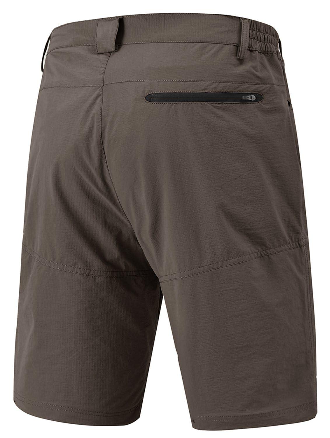 Rdruko Rdruko Men\'s Quick Dry Work Shorts Water Resistant Golf Cargo Shorts with Zipper Pockets(Brown, US 36)