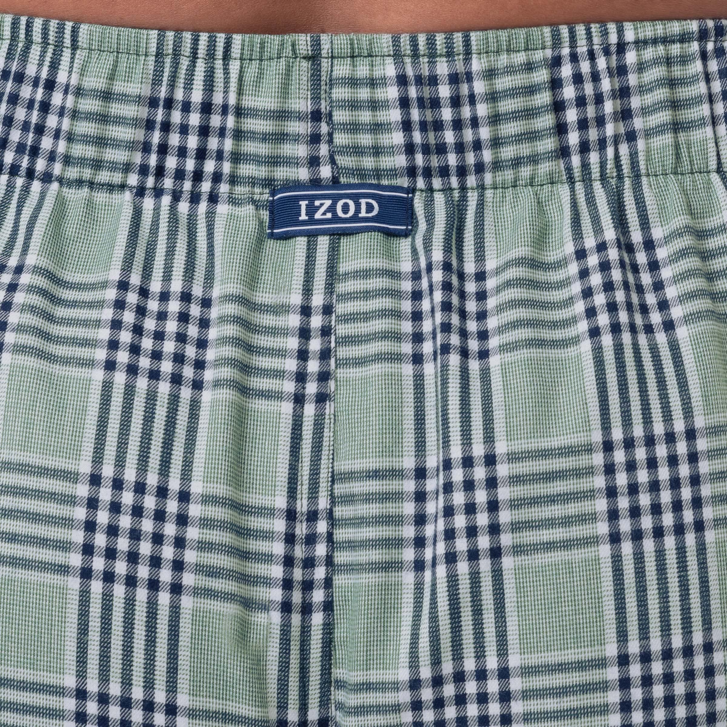 IZOD IZOD Men's Poly-Rayon Yarn-dye Woven Sleep Pant Pajama Bottom, Green/Navy Plaid, Medium