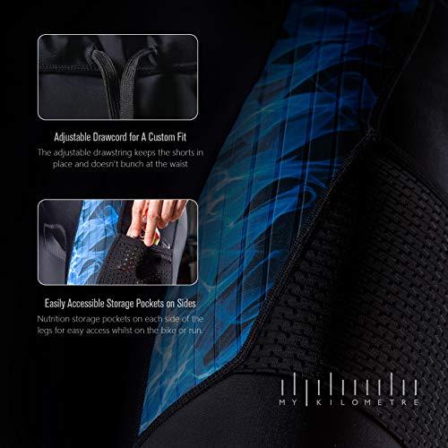 MY KILOMETRE MY KILOMETRE Triathlon Shorts Mens 9\" with Adjustable Drawstring Easy Reach Leg Pockets Chamois for Long-Distance Tri Race