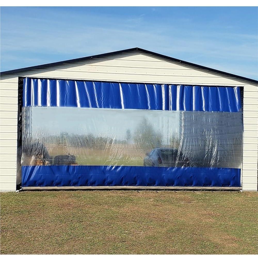Rygcrud Rygcrud Garage Divider Curtains for Work Areas, Industrial Divider Curtains, Vinyl Panels Clear Tarp with Straight Track, Outdoor Patio Waterproof Partition(14.8x7.9FT)