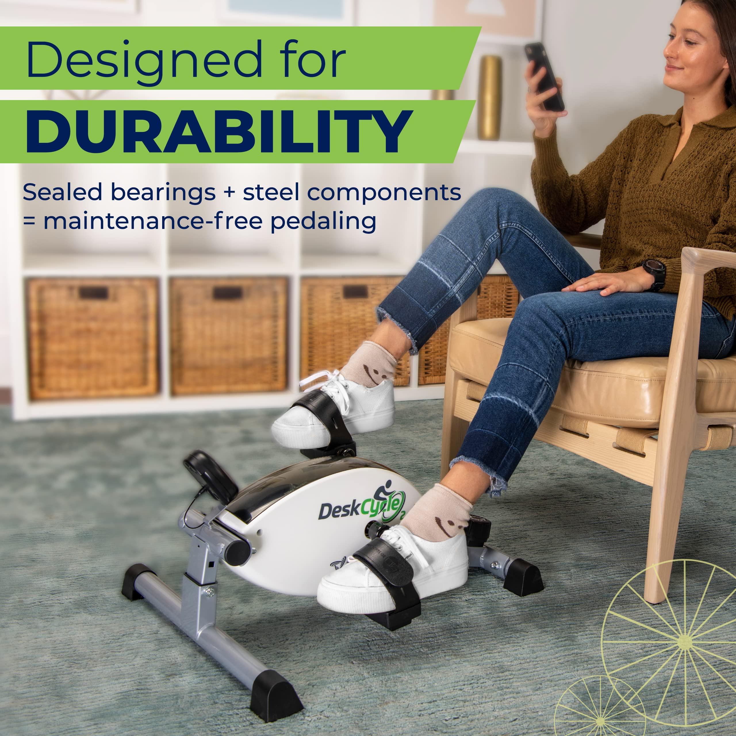 DeskCycle DeskCycle 2 Under Desk Bike Pedal Exerciser with Adjustable Height - Stationary Bikes for Home & Office (Grey)