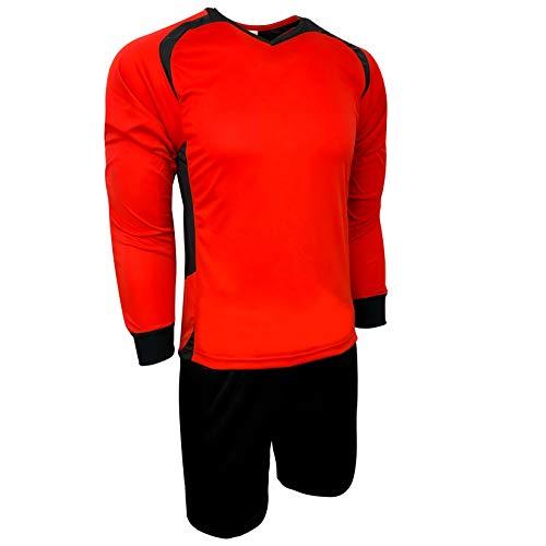 Finale Goalkeeper Jersey Set, Padded Goalie Shirt and Padded Goalkeeper Short (3 Colors, Neon, Orange and Red) (X-Large, Red)