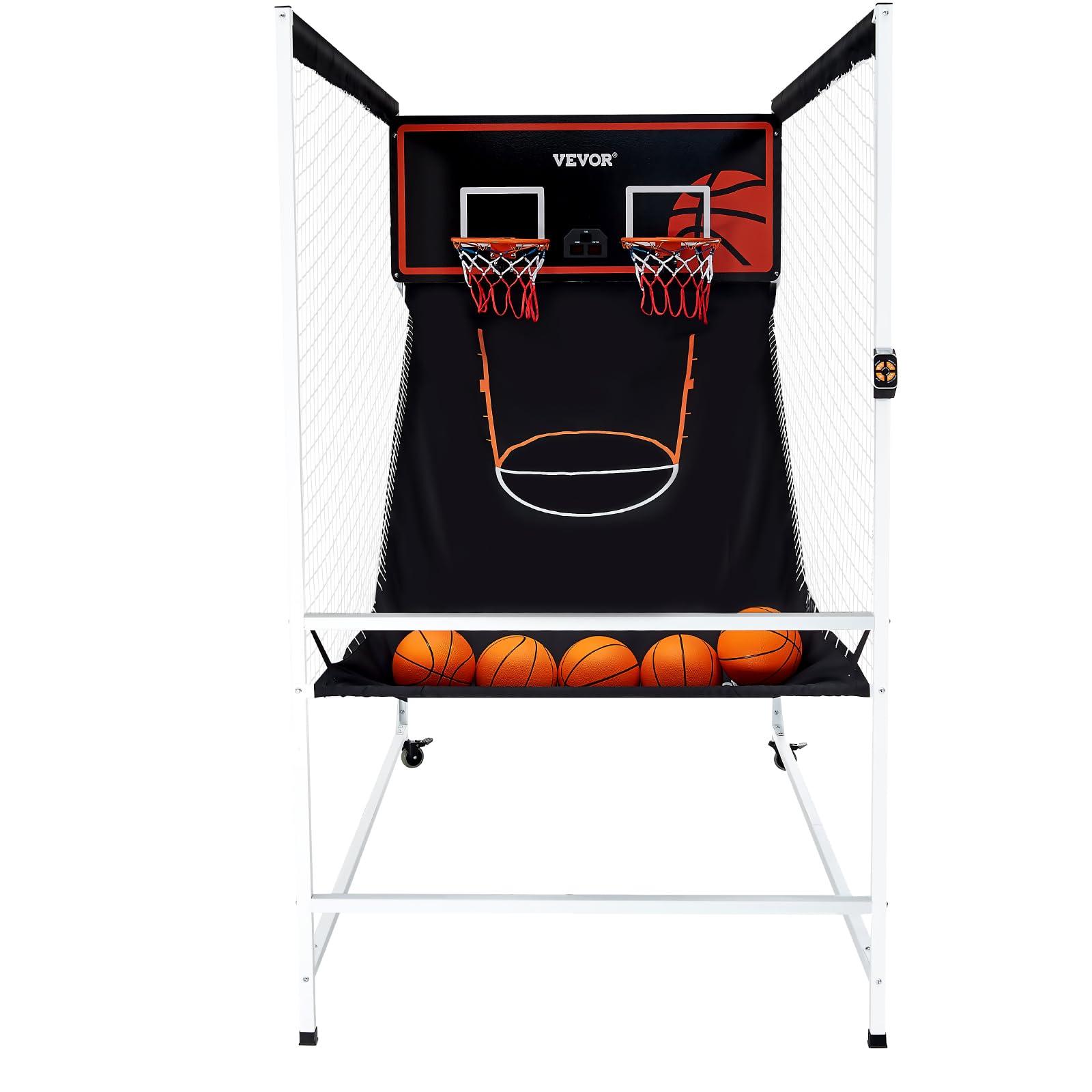 VEVOR VEVOR Arcade Cage Basketball Game, 2 Player Home Dual Shot Sport with 5 Balls, 8 Game Modes, Electronic Scoreboard, and Inflation Pump, Indoor Basketball Game for Kids, Youth Adults
