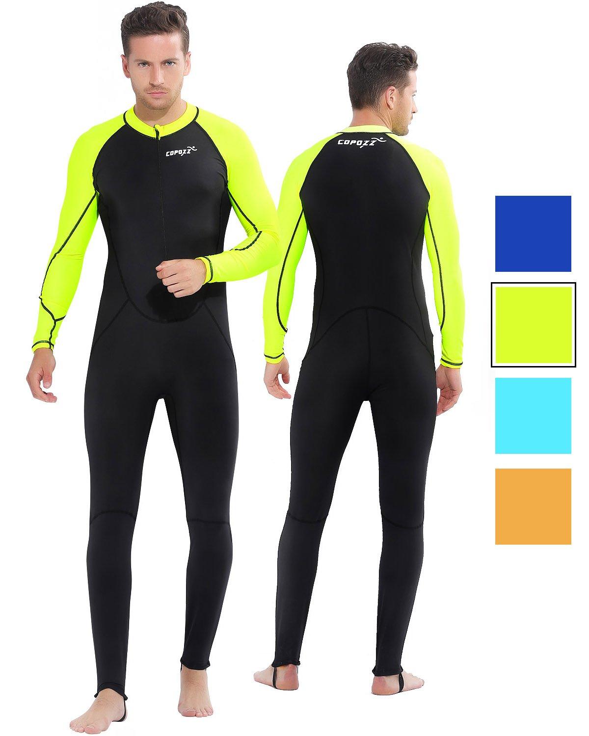 COPOZZ COPOZZ Diving Skin, Men Women Youth Thin Wetsuit Rash Guard- Full Body UV Protection - for Diving Snorkeling Surfing Spearfishing Sport Skin (Black/Green, Medium for Men)