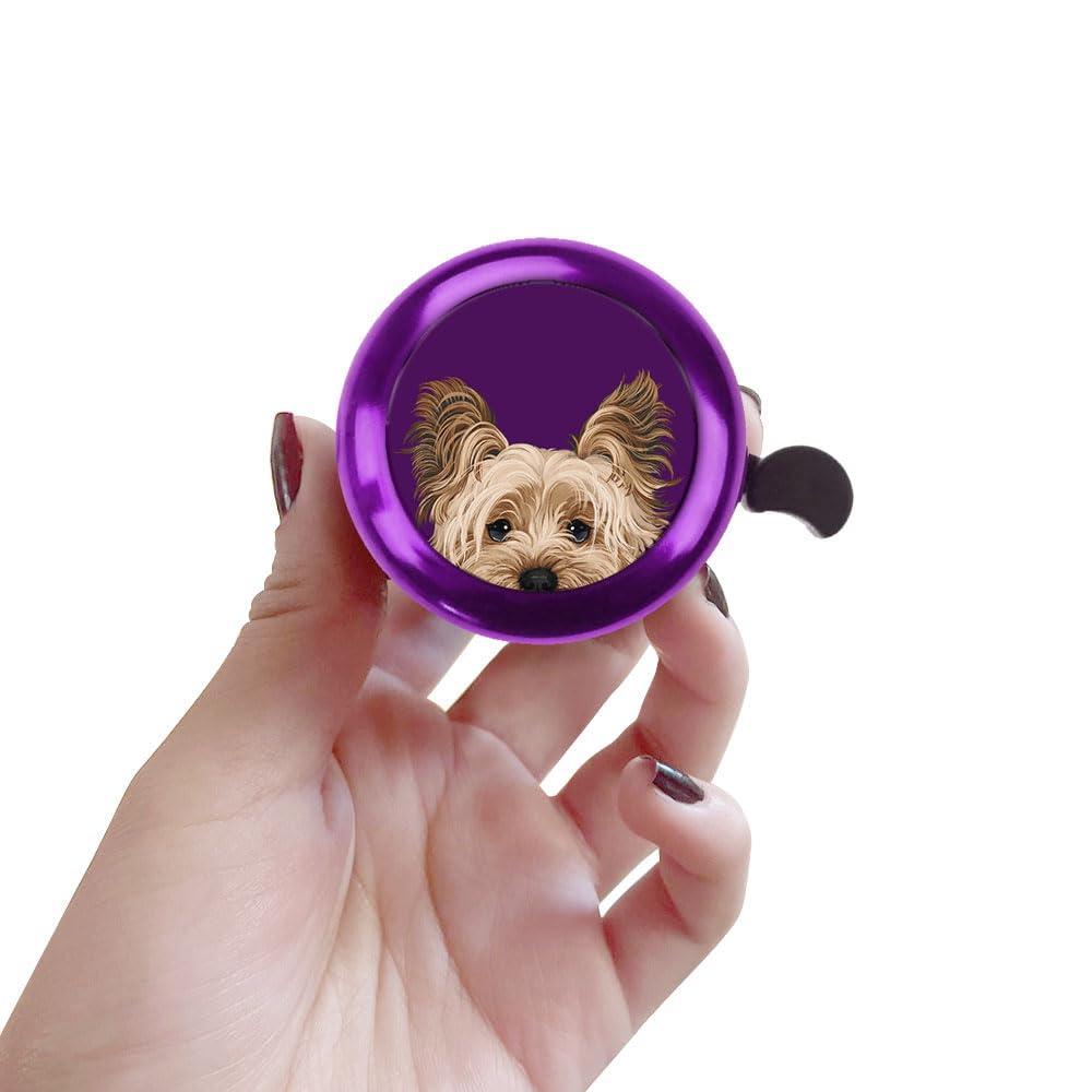 WIRESTER WIRESTER Purple Aluminum Round Bike Bell, Classic Ring Bicycle Bell, Bike Accessories Bell Ring for Adults Kids Girls Boys - Yorkshire Terrier Dog