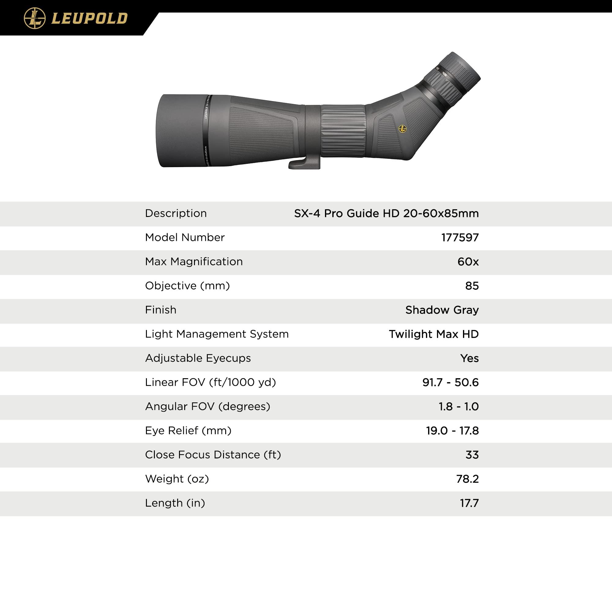 Leupold Leupold SX-4 Pro Guide HD 20-60x85mm Spotting Scope - Angled Eyepiece