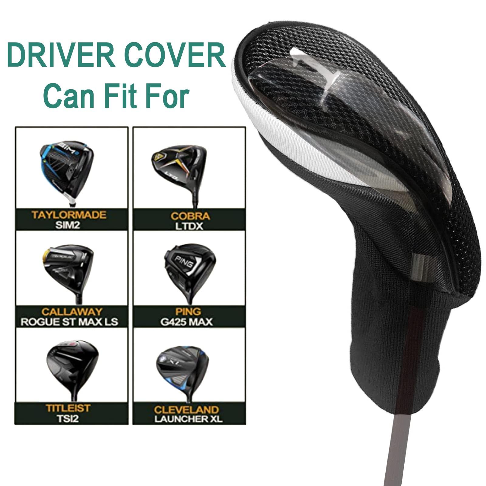 FINGER TEN FINGER TEN Golf Club Head Covers Woods Driver Fairway Hybrid 3/4/5 Set, Headcovers Men 1 3 5 7 X Interchangeable Number Tag, Fit All Wood Clubs (5 Pack-Black(1D+2F+2H))