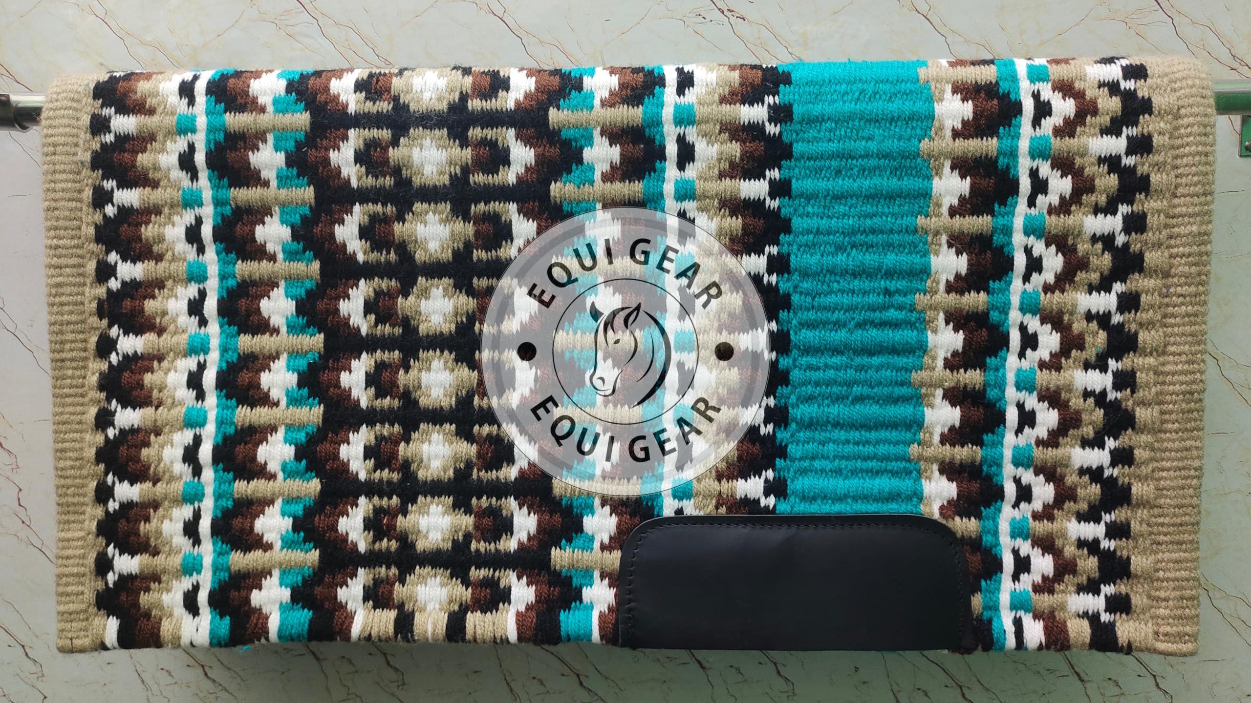 EQUIGEAR EQUIGEAR Western Ranch Horse Saddle Blanket New Zealand Wool Western Design Handmade Saddle Blanket Top Wool Pad Sensor Flex (Customization Available) ZB-077 (34" x 32")