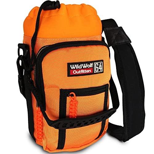 Wild Wolf Outfitters Wild Wolf Outfitters Water Bottle Holder for 64oz Bottles Orange - Carry, Protect and Insulate Your Best Flask with This Carrier w/ 2 Pockets & an Adjustable Padded Shoulder Strap