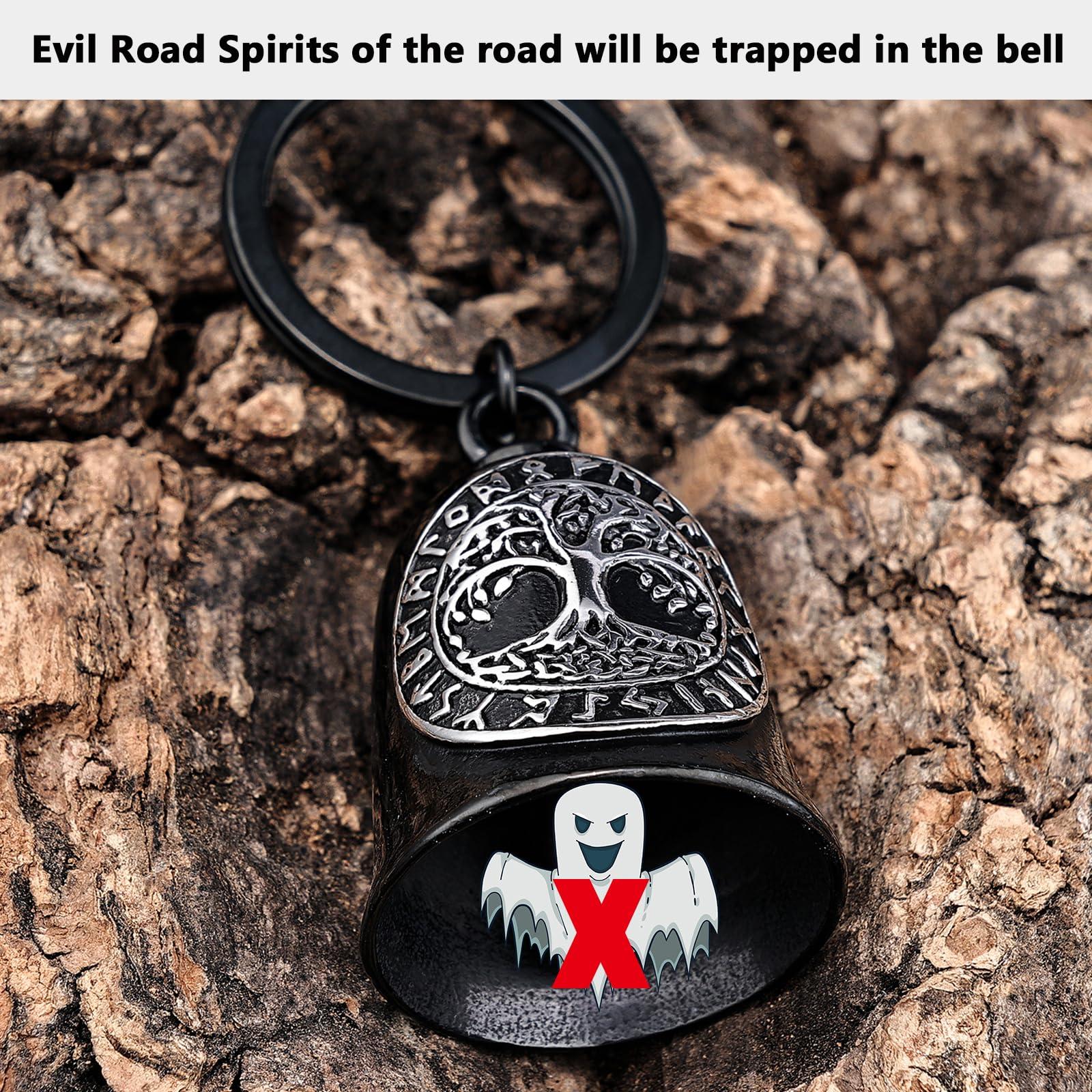 AilRabbit Motorcycle Viking Bell - Motorcycle Angel Bell for Men and Women, Motorcycle Accessories (Black Silver)