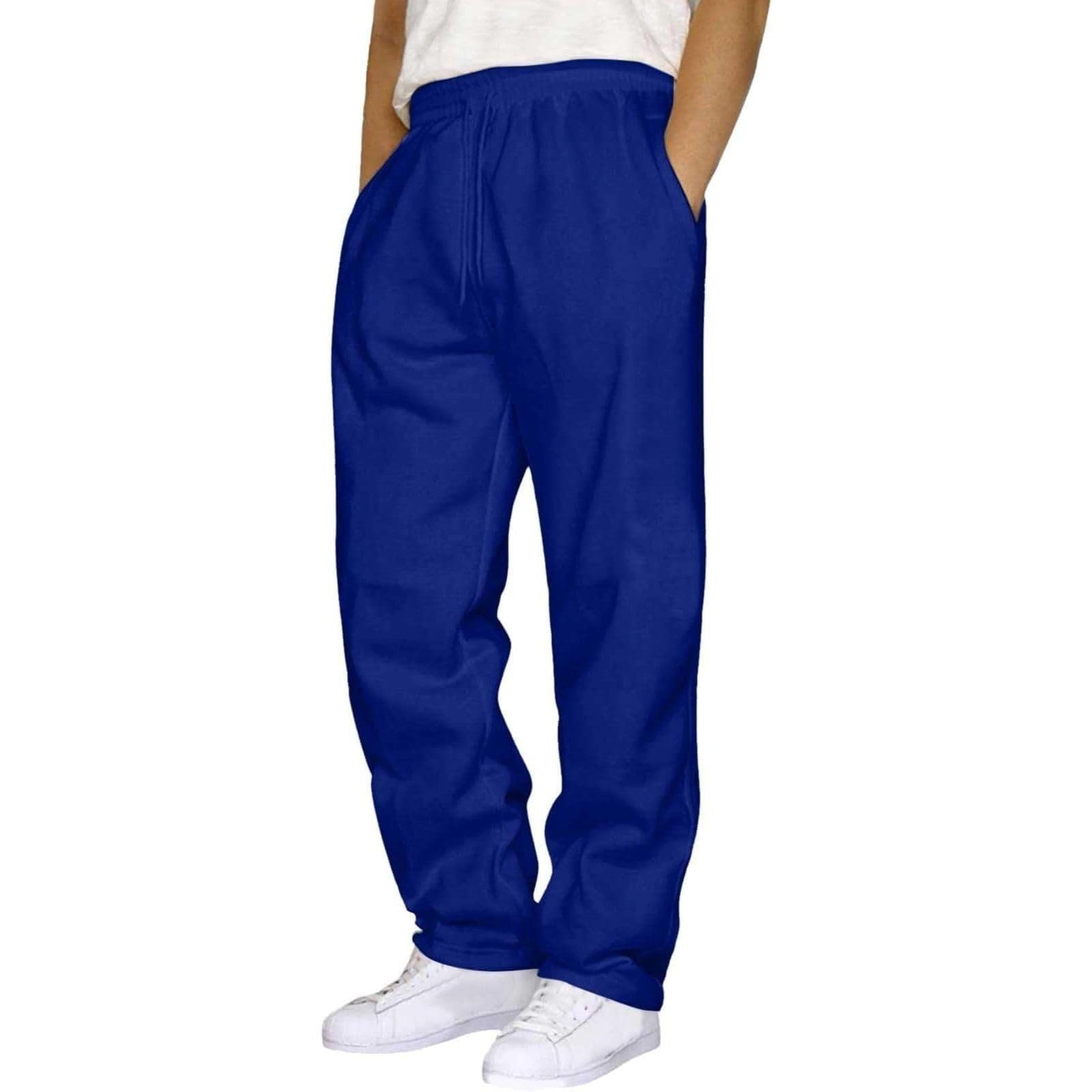 GENERIC Men\'s Sweatpants Drawstring Joggers with Pockets Casual Lounge Trousers Yoga Pant Athletic Workout Pants for Men Travel Essentials Sweatpants for Men Golf Pants Men Blue 3X-Large