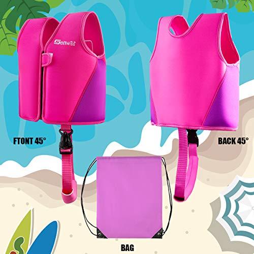 Genwiss Toddler Girl Swim Vest - Genwiss Baby Swim Vest for Age 3-4 Years Child Kids Fit 28-38 lbs,Size Medium, Pink