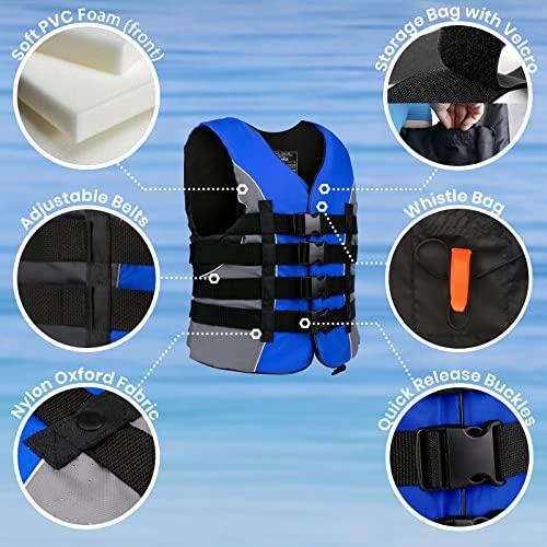 Leader Accessories Leader Accessories Adult Universal Personal Flotation Device USCG Approved Life Jacket Vest (Blue, 3XL)