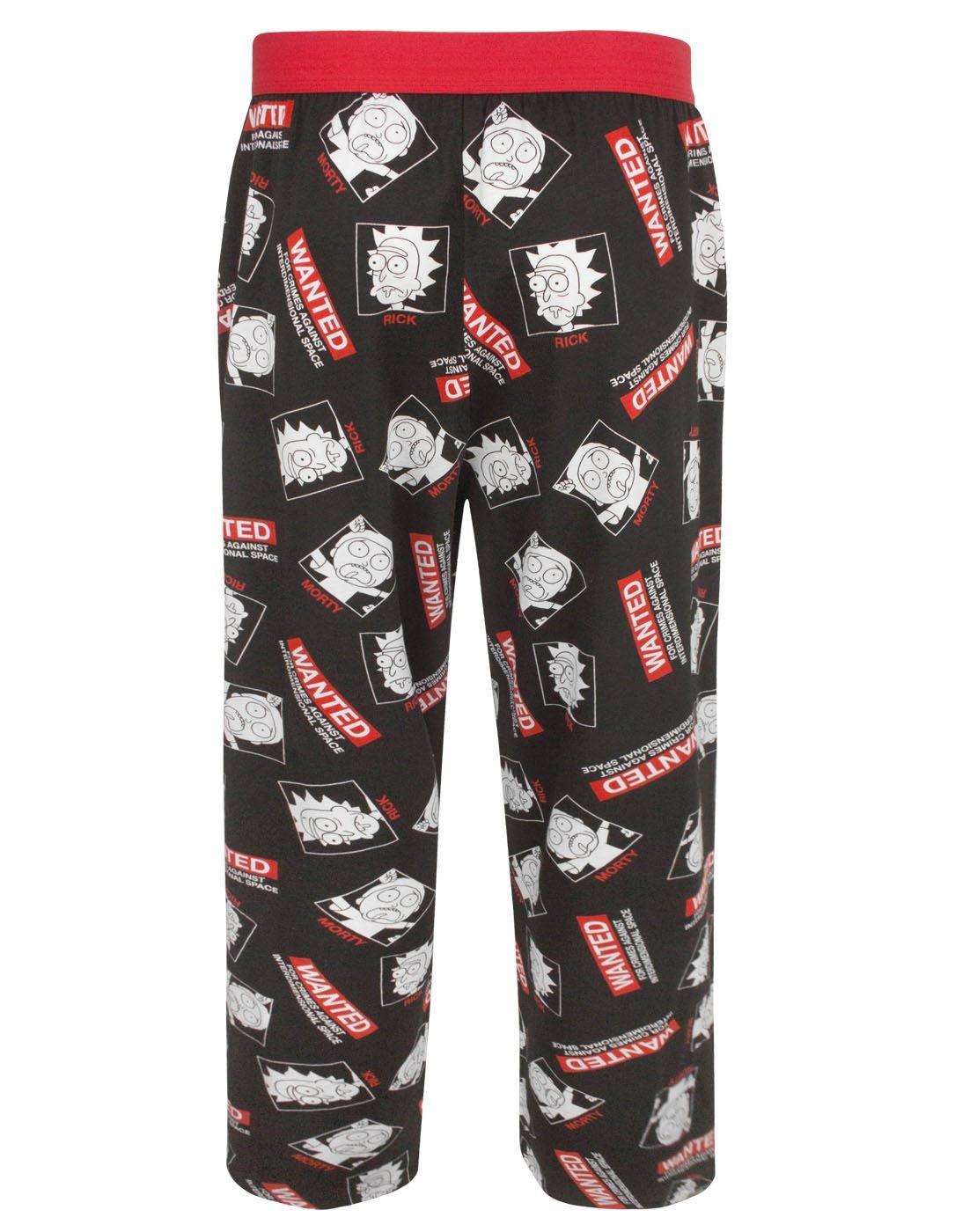 RICK AND MORTY RICK AND MORTY Mens Pajama Set | Wanted Poster Short Sleeve Graphic Tee & Long Leg Print PJs | Sci-fi Comedy Merchandise Multicoloured