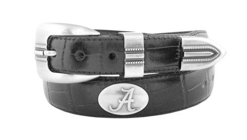 ZEP-PRO NCAA Alabama Crimson Tide Black Crocodile Tip Leather Concho Belt, 42
