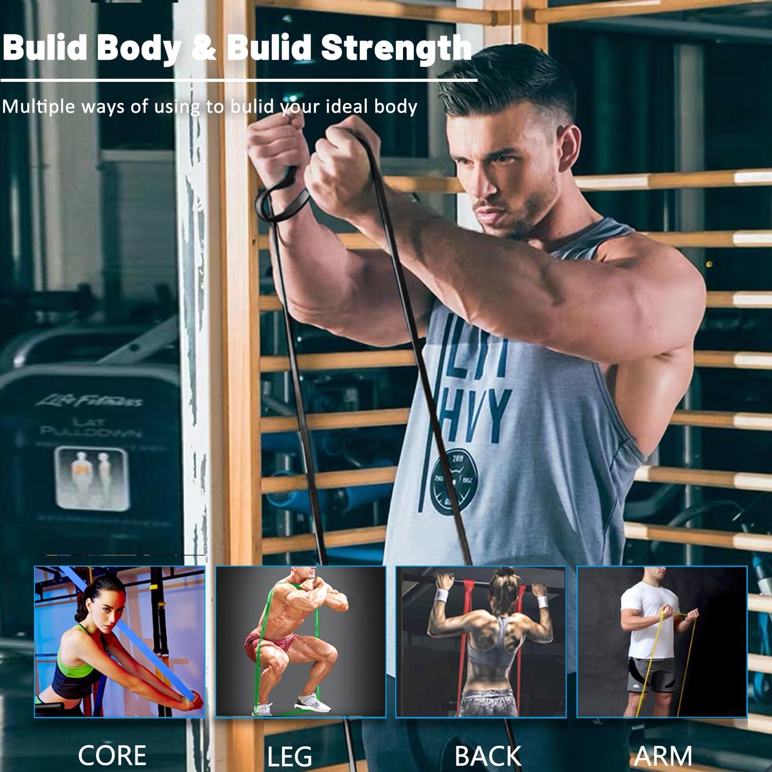 ROSAPOAR Resistance Bands, Pull Up Assist Bands - Workout Bands, Eexercise Bands, Long Resistance Bands Set for Working Out, Fitness, Training, Physical Therapy for Men Women - Colorful