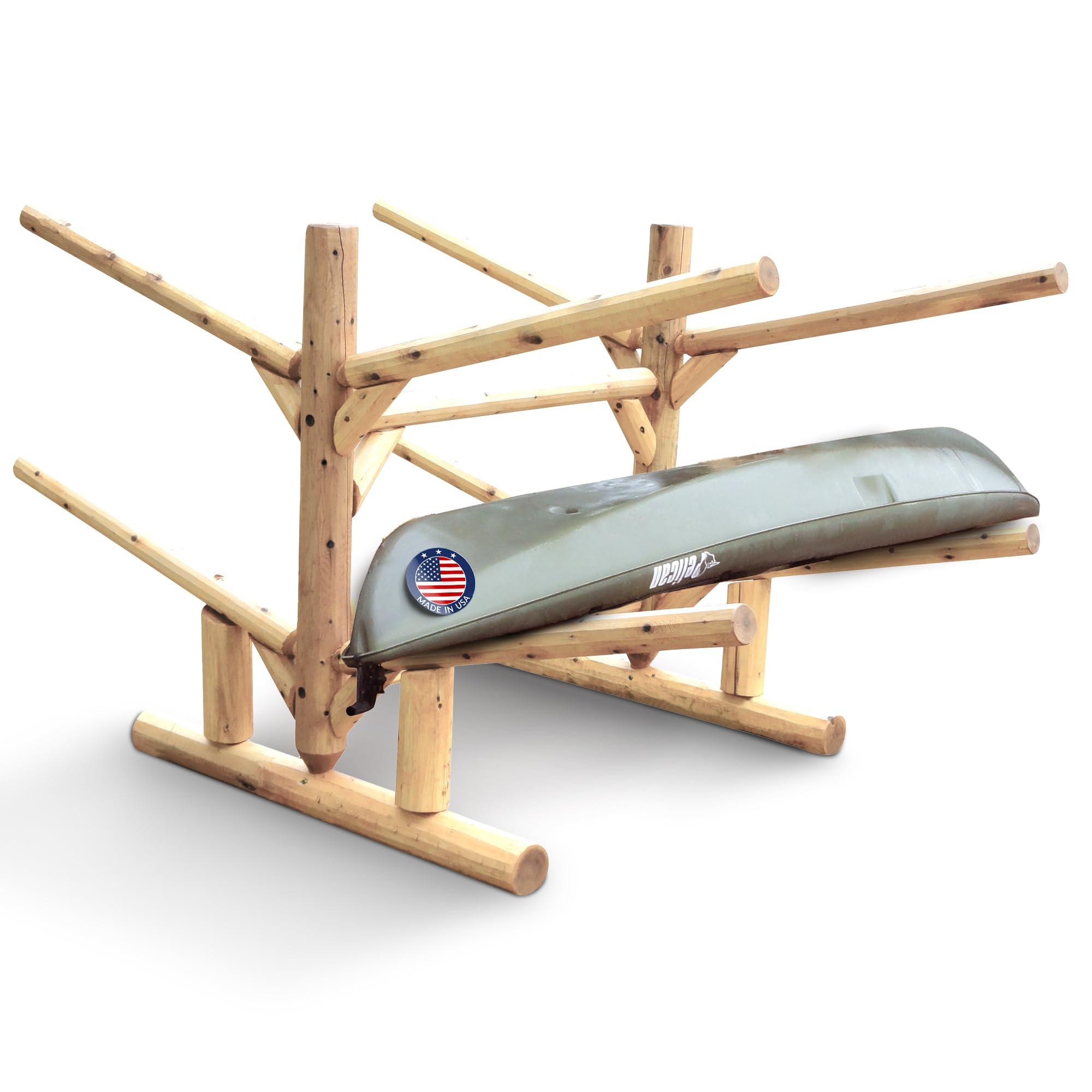 Log Kayak Rack Log Kayak Rack - 4-Place Kayak/Canoe Rack, Freestanding Kayak Storage Rack, Kayak Racks for Outdoor Storage, SUP or Canoe Storage Rack - Unfinished