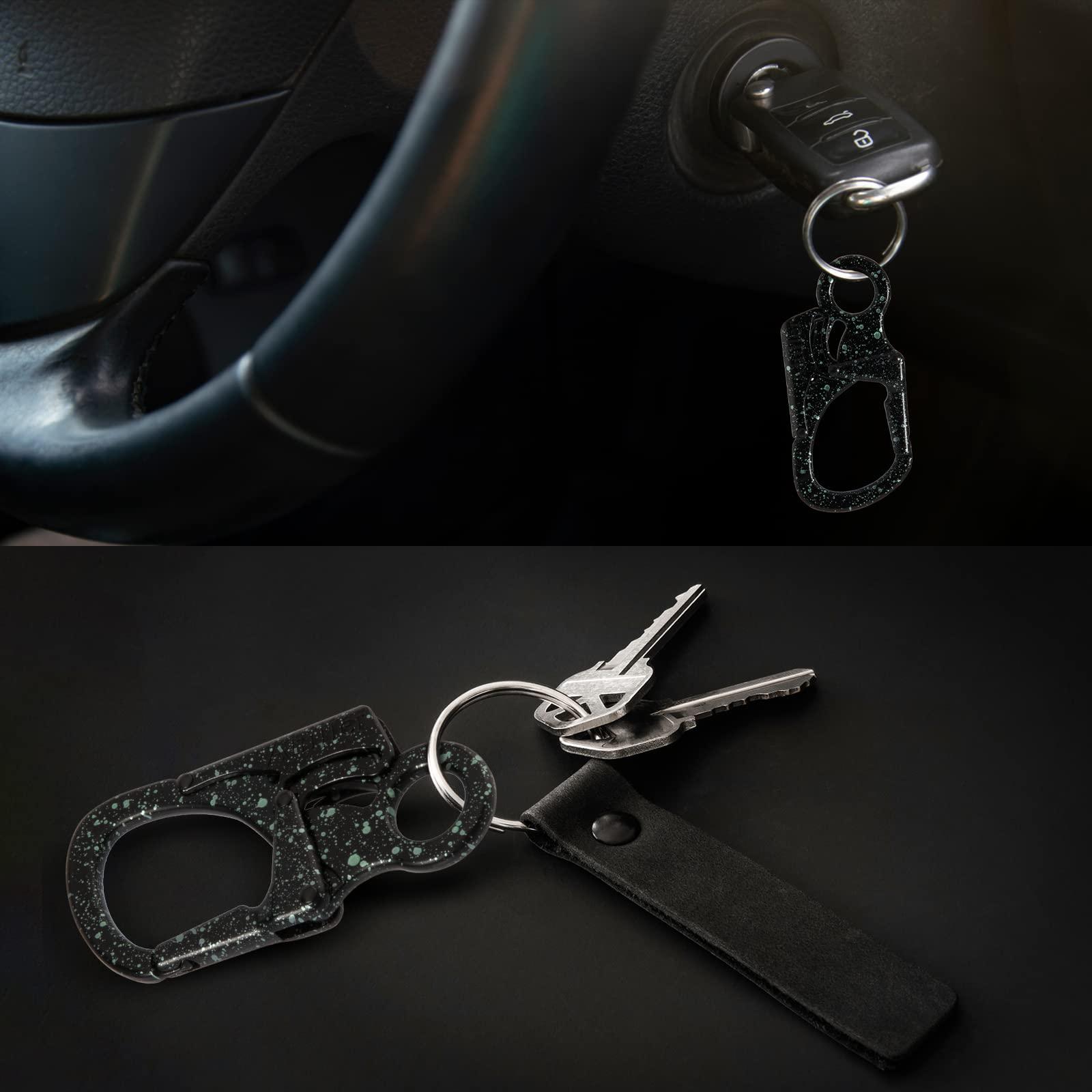 Ahiller Ahiller Carabiner Clip, Double Anti-Misopening Locking Design, 3" Zinc Alloy Heavy Keychain for Outdoor Camping Hiking, Key Ring Clip (Black Blue-1P)