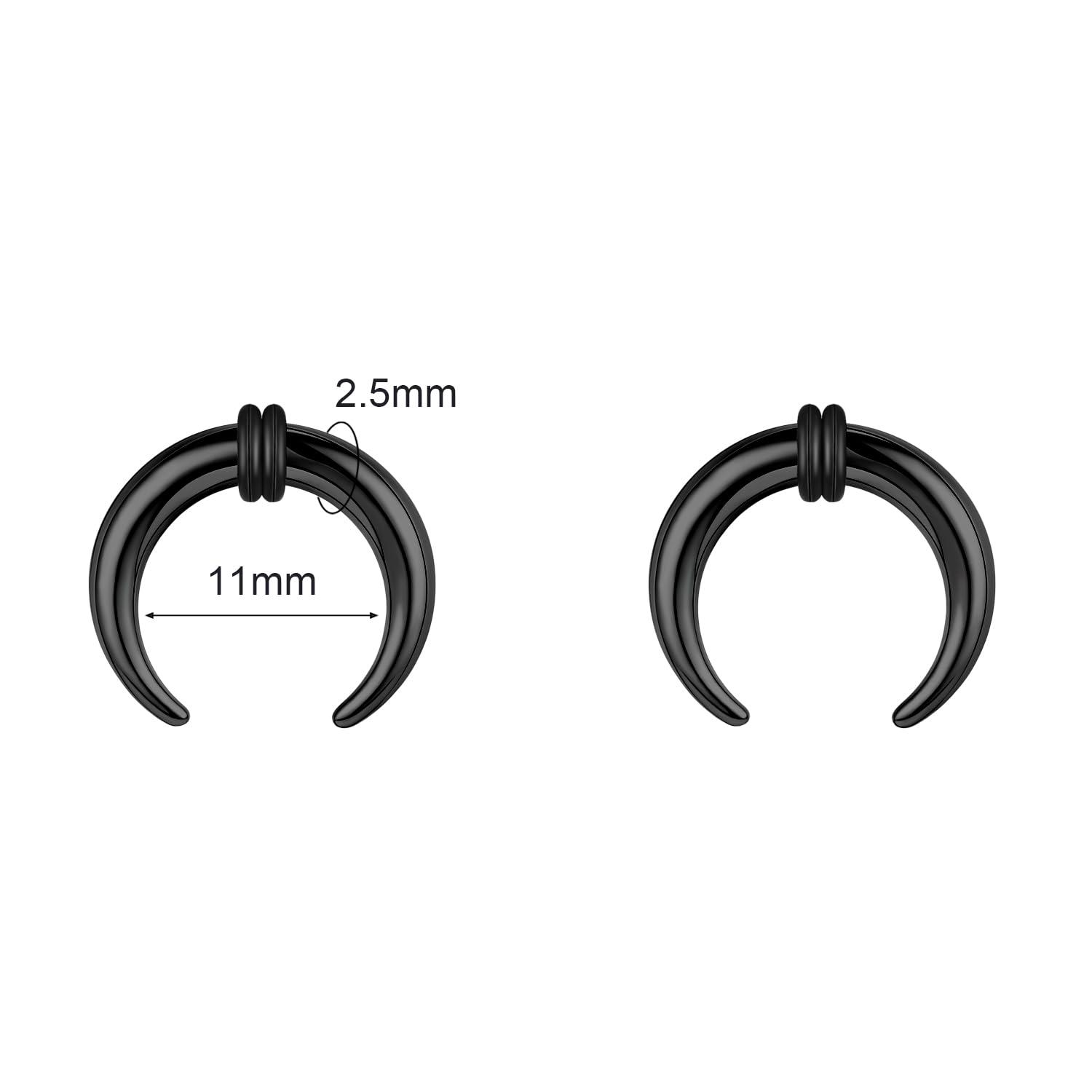 6ixGosh 6ixGosh 00G-16G Septum Pincher Tapers Septum Rings Stainless Steel Pincher Septum Piercings C Shape Buffalo Stretcher Expander Ear Taper Set for Stretching Pierced, Black/Sliver/Gold, 14