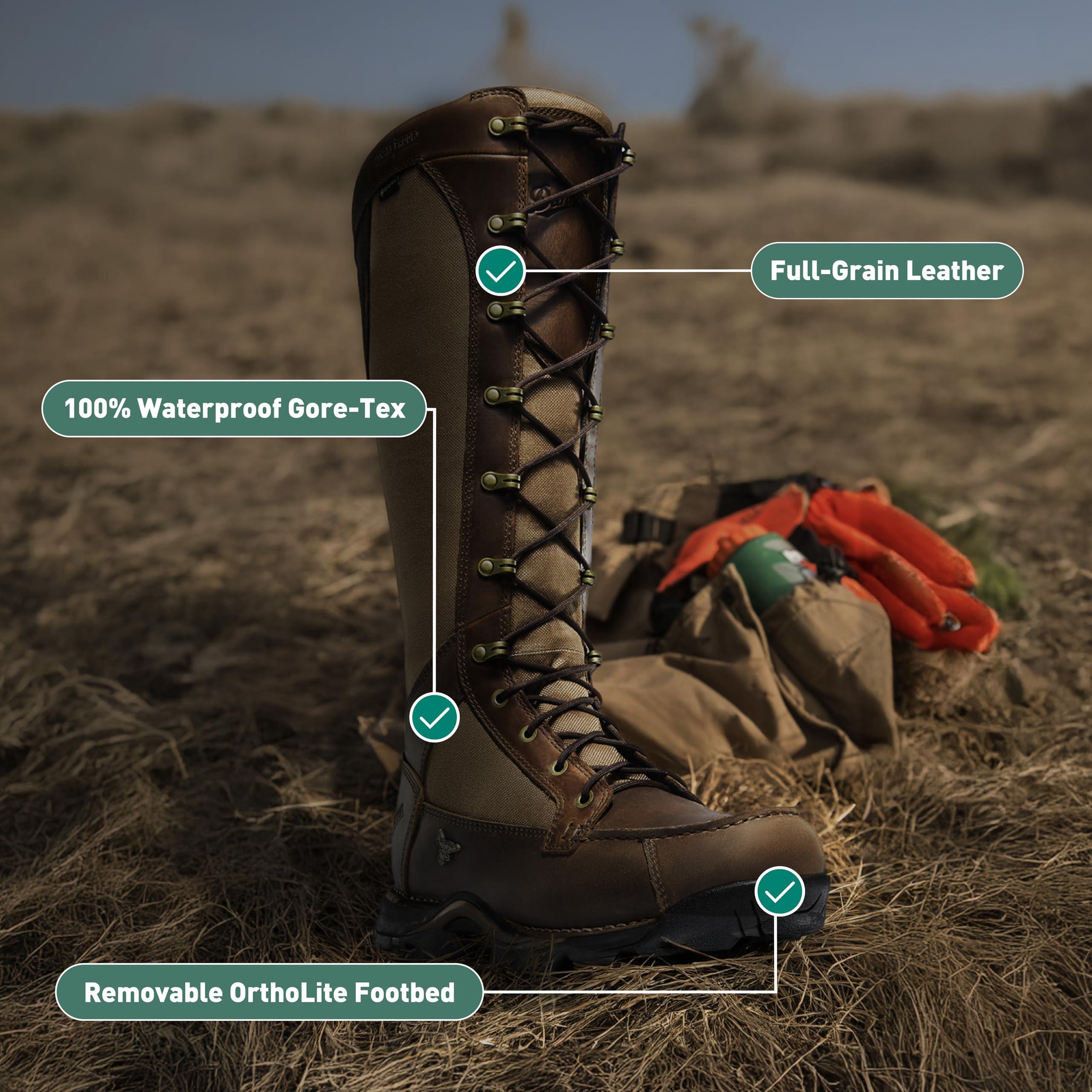 Danner Danner Sharptail 17\" Side-Zip Waterproof Snake Boots for Men - Full-Grain Leather and Nylon with 360 Snake Guard, Comfort Footbed & Traction Outsole, Brown - 8.5 D.