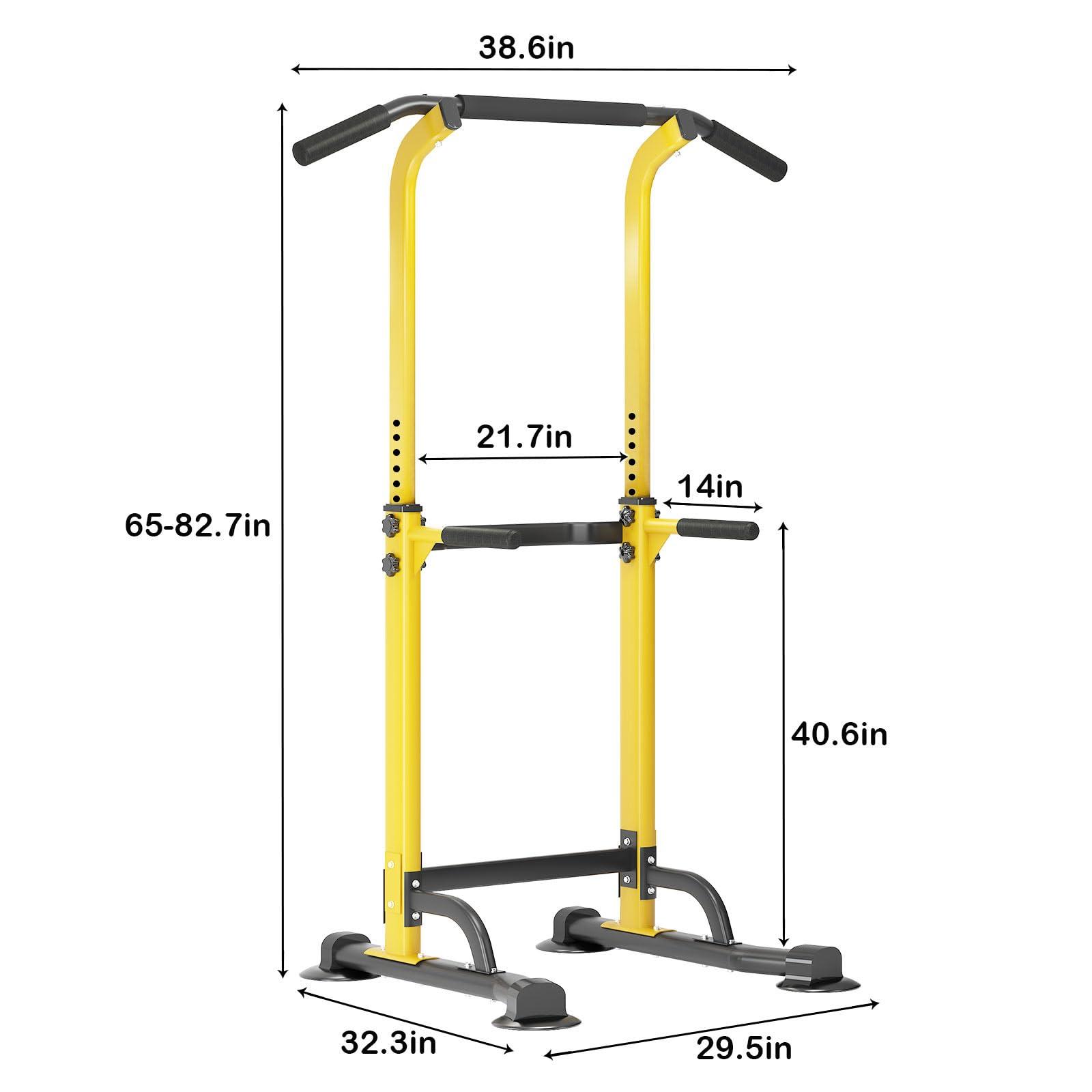 SogesPower SogesPower Power Tower Dip Station Pull Up Bar for Home Gym Adjustable Height Strength Training Workout Equipment,Yellow