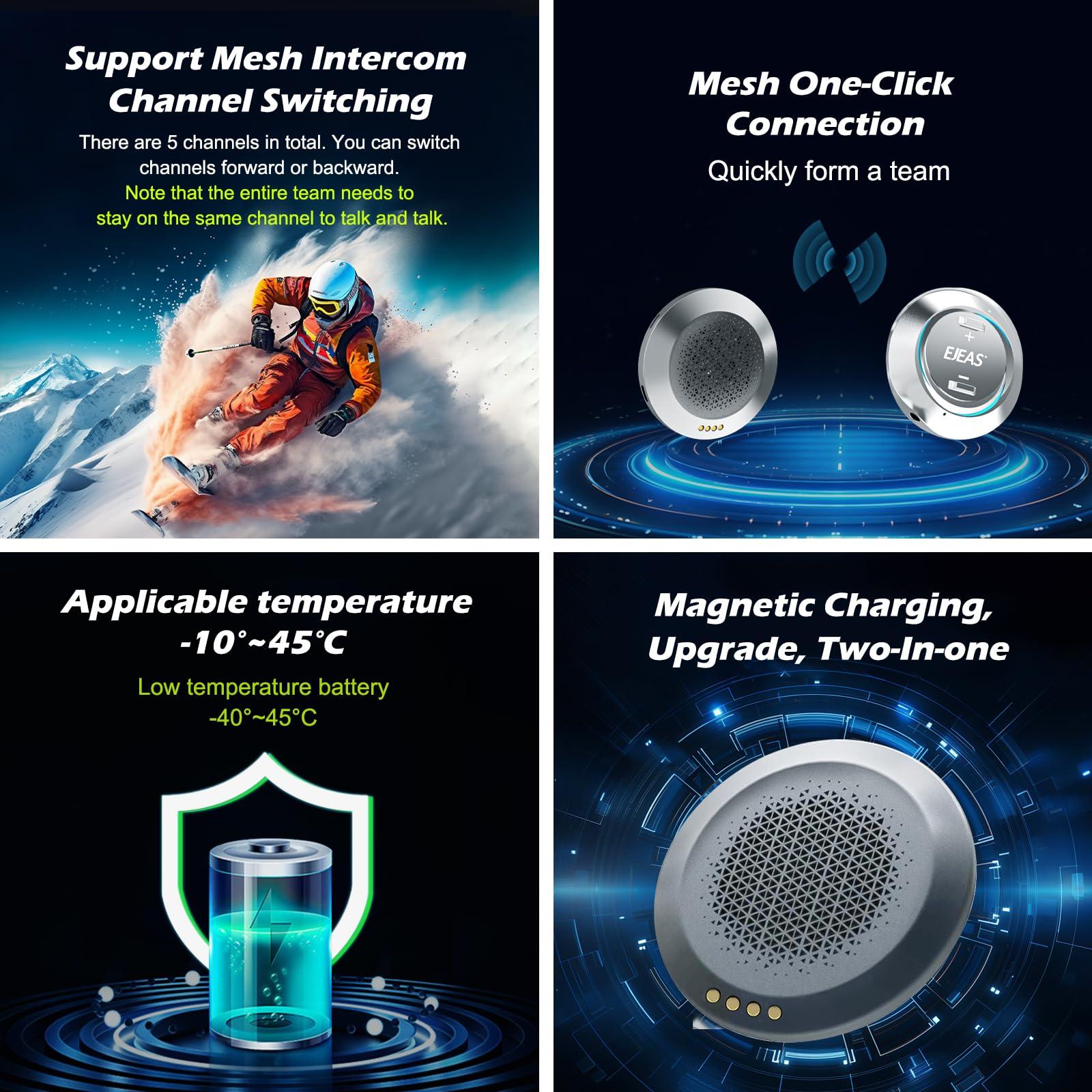 Bolizma Bolizma S2 Professional Intercom System, Ideal for Ski/Snowboard/Cycling, for Any Ready Ski/Snowboard Helmet, Hands-Free Control, Waterproof, HiFi Quality, Noise Reduction