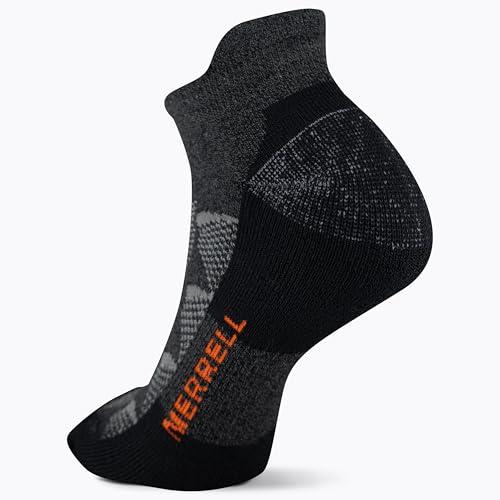 Merrell Merrell Moab Hiking Mid Cushion Socks-1 Pair Pack-Coolmax Moisture Wicking & Arch Support, Low Cut Tab-Charcoal, L/XL (Men\'s 12.5-15 / Women\'s 14+)