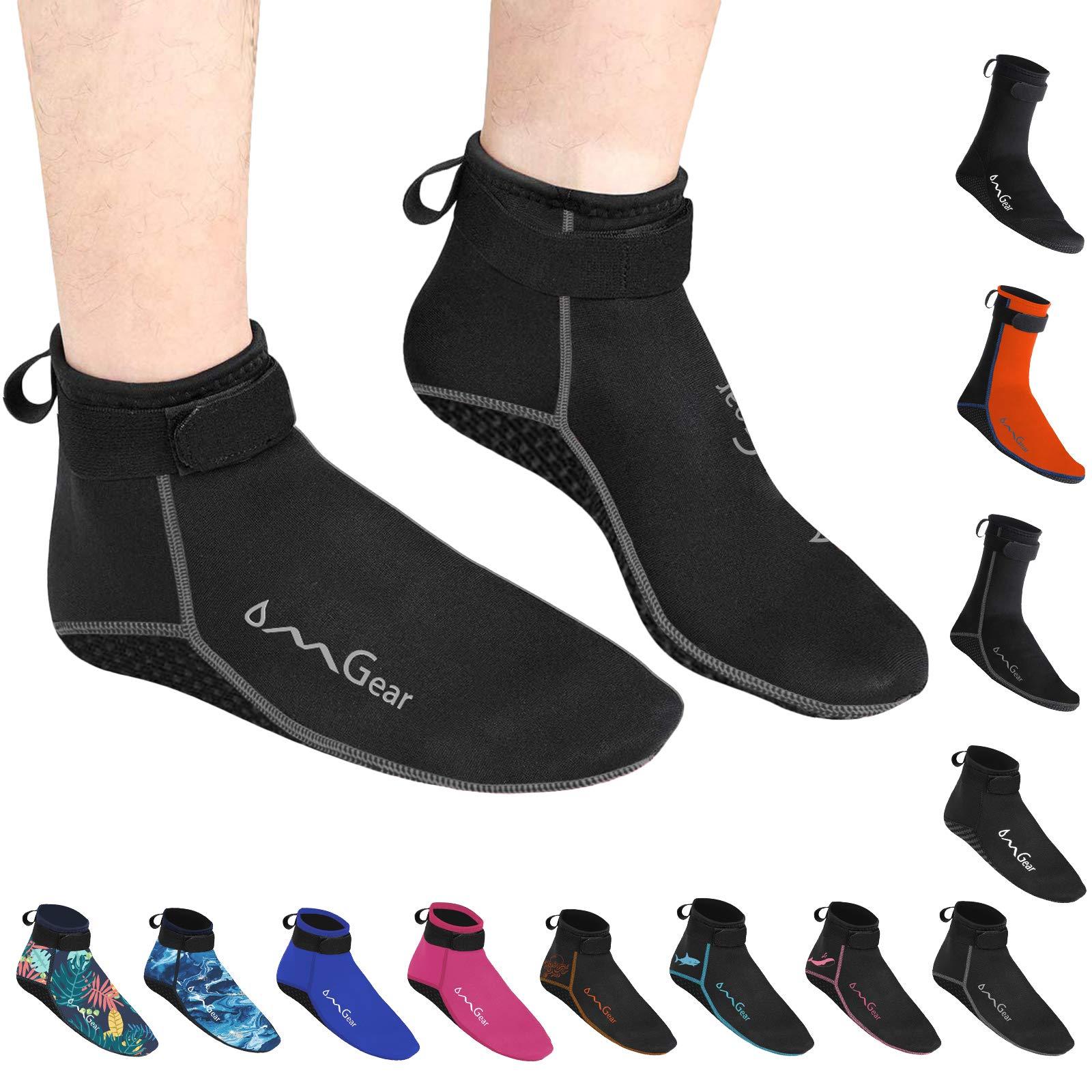 OMGear OMGear Water Socks Neoprene Socks Beach Booties 3mm Scuba Diving Surfing Snorkeling Wetsuit Outdoors Socks Fin Swim Socks (3mm Low Cut/Grey, M(men 8-9,women 9-10)