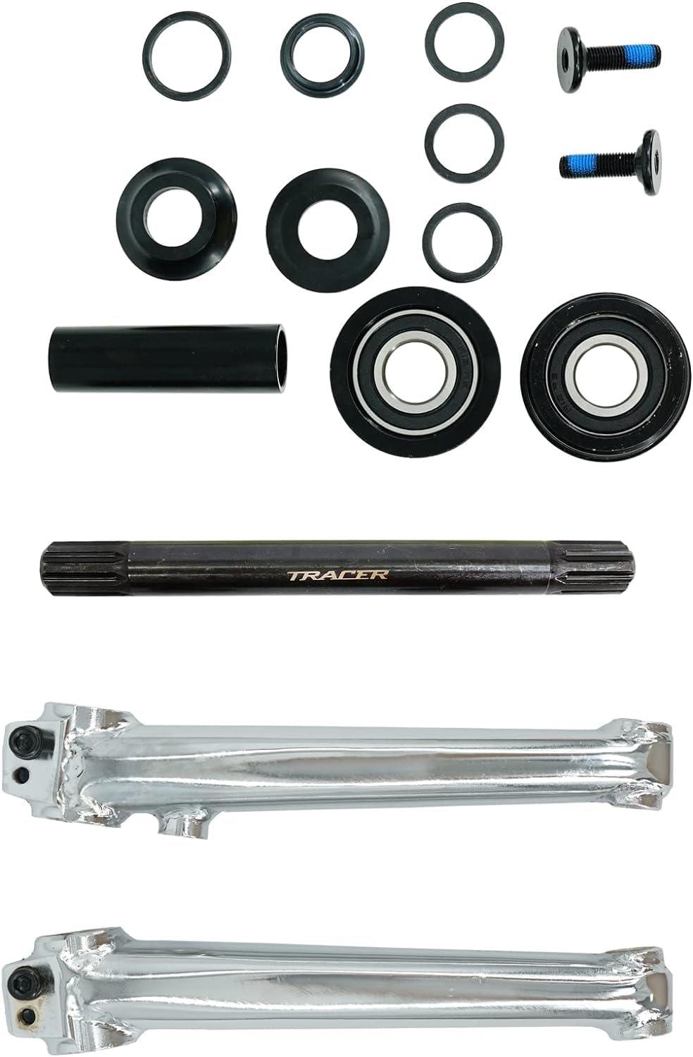 MICARGI MICARGI BMX 3pc Crank Set,Single Speed Bike Crankset with 3pc Crankset, Crank Arms, and Hex Bolt,Type: 19mmx164mm Chrome (CS-UBX164-CP)