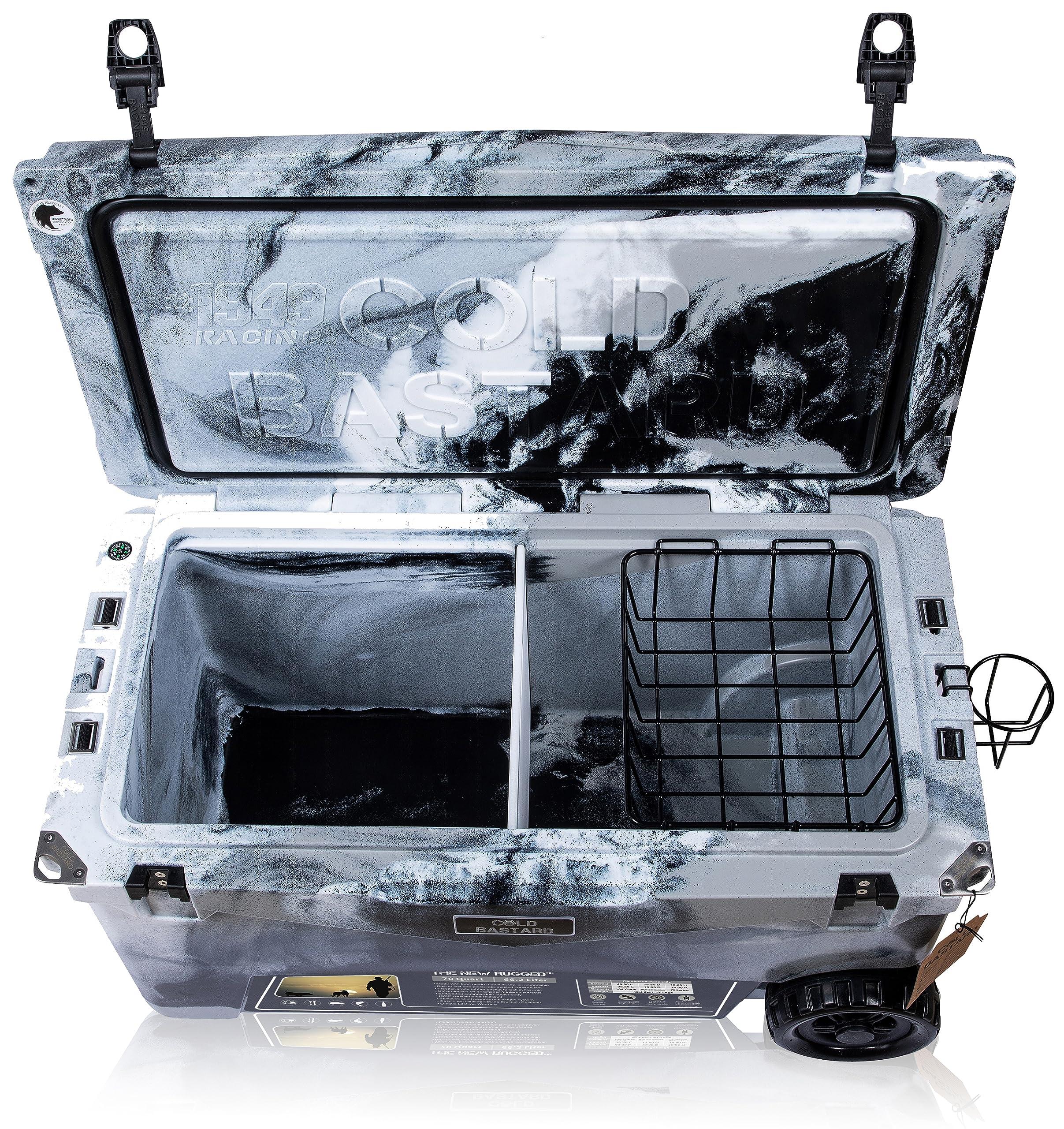 COLD BASTARD COOLERS COLD BASTARD COOLERS 70QTW Rugged+ CAMO Sand Gray Large Wheels Premium Ice Chest Cooler Accessories Free S&H (CB70W-CS)