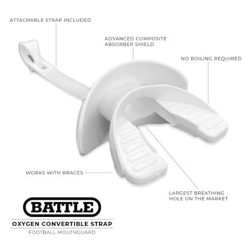Battle Battle Sports Oxygen Football Mouthguard - Football Mouth Guard with Strap, Superior Airflow & Better Performance, Maximum Breathability, Works with Braces