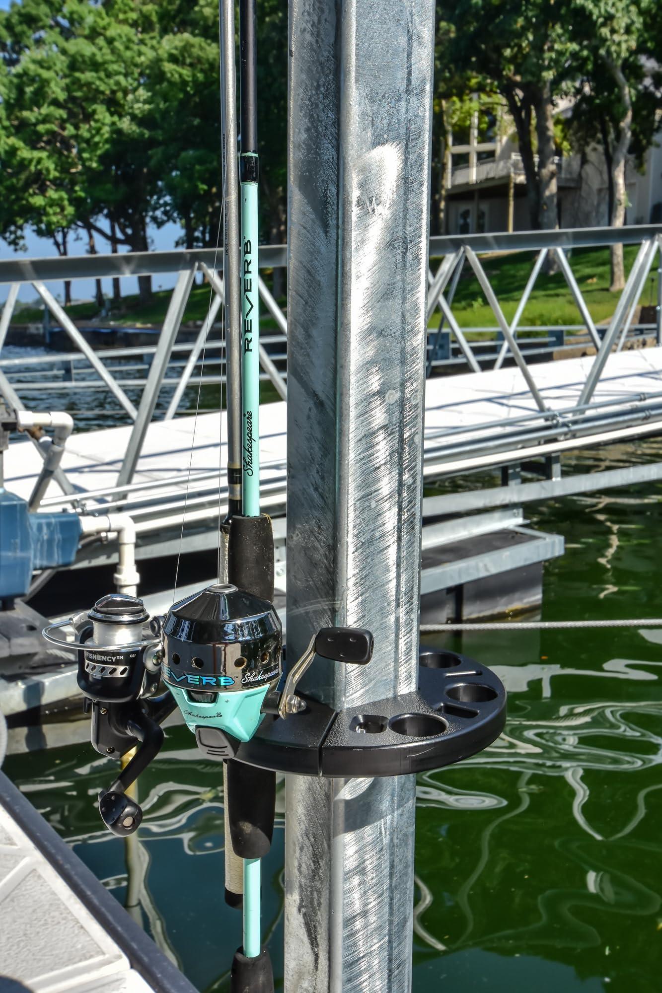 DockBloxx Dockbloxx, Angler Bloxx, Heavy-Duty Fishing Rod Holder, Made in USA, Fits a Square Post, Black, Single-Sided, 2\"
