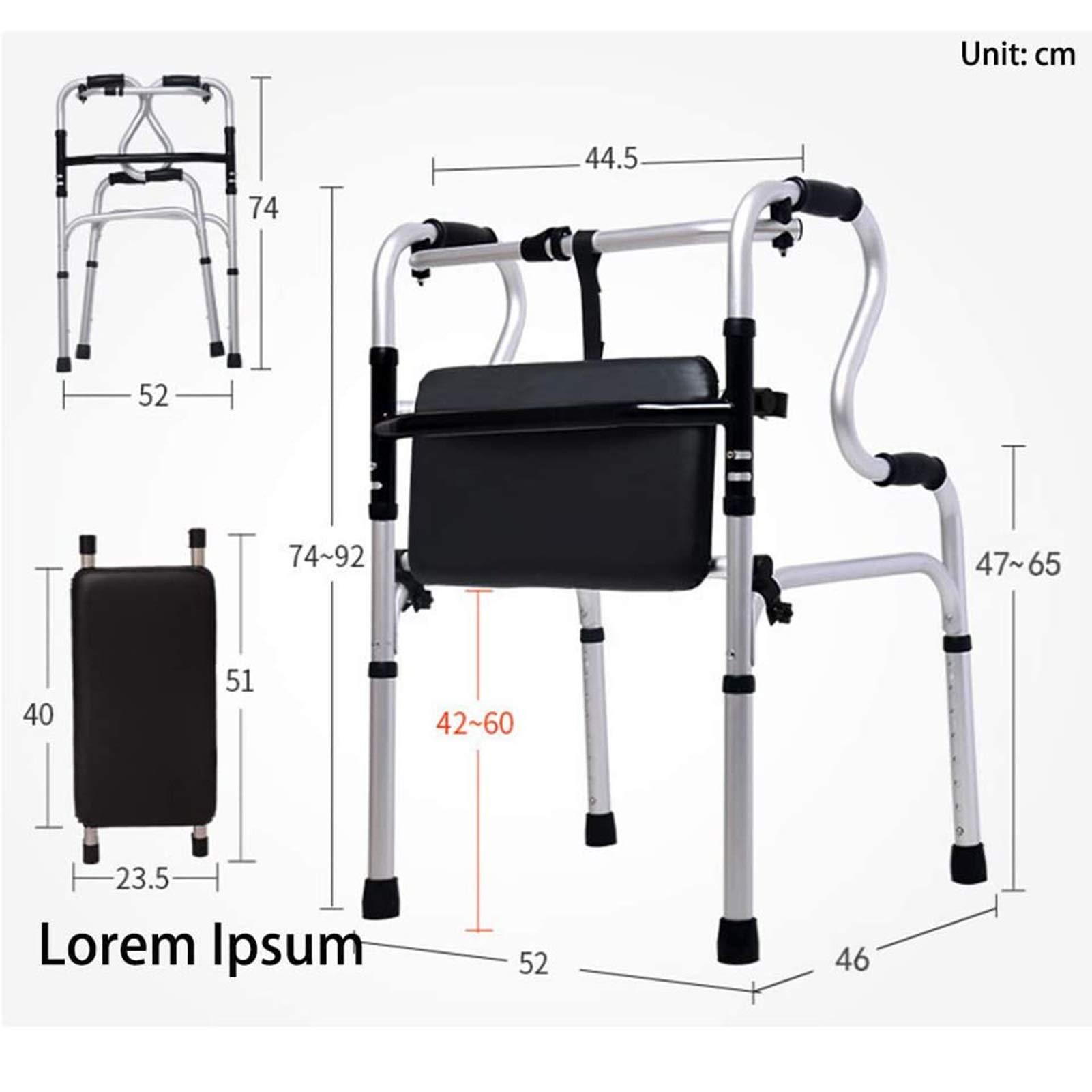 ALGFree-Shade Auxiliary Walking Frames for Disabled, Aluminium Elderly Walking Aids with Seat, Folding Walking Frame Walking Assist Walking Frames ALGFree (Color : A)